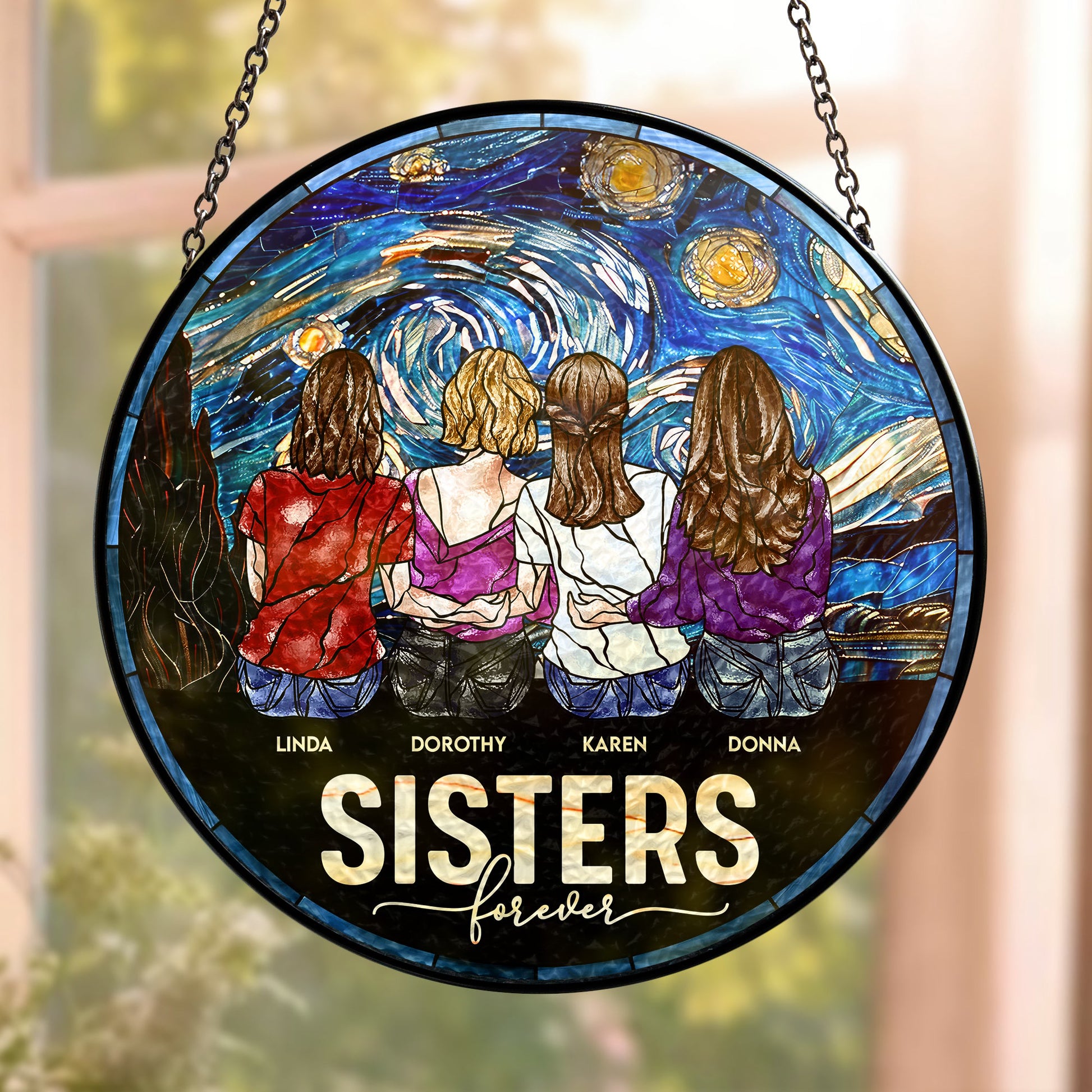 Sisters-Forever-Personalized-Stained-Glass-Window-Hanging-Suncatcher_1