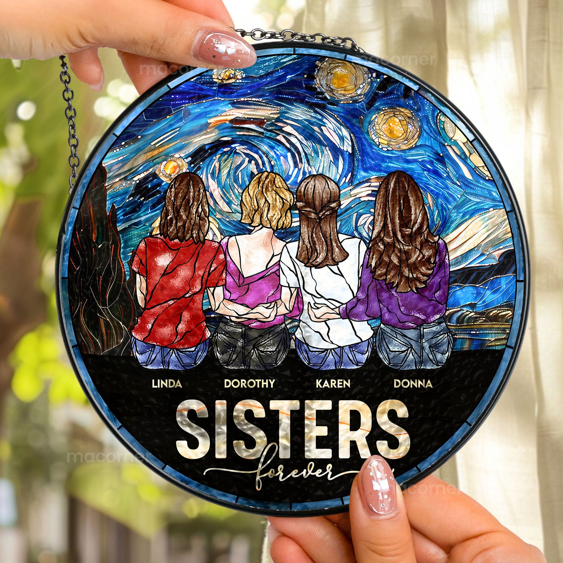 Sisters-Forever-Personalized-Stained-Glass-Window-Hanging-Suncatcher_2