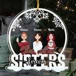 Sisters Forever (New Version) - Personalized Snow Globe Shaped Acrylic Ornament