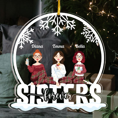 Sisters Forever (New Version) - Personalized Snow Globe Shaped Acrylic Ornament