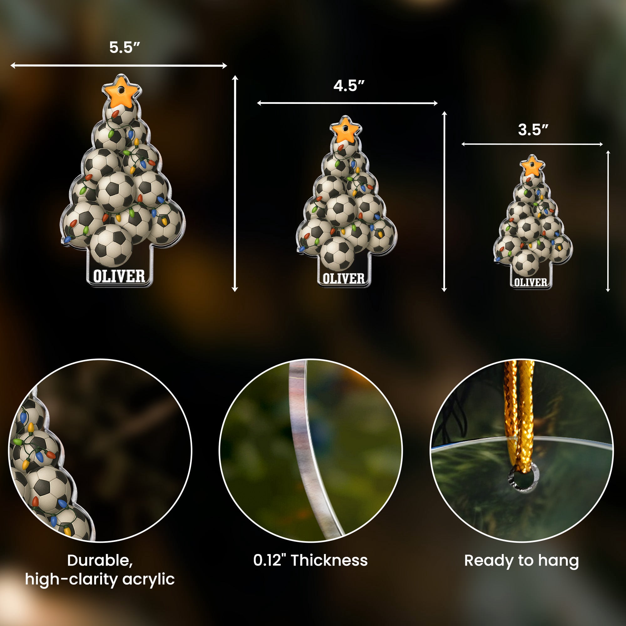 Soccer Christmas Tree - Personalized Acrylic Ornament