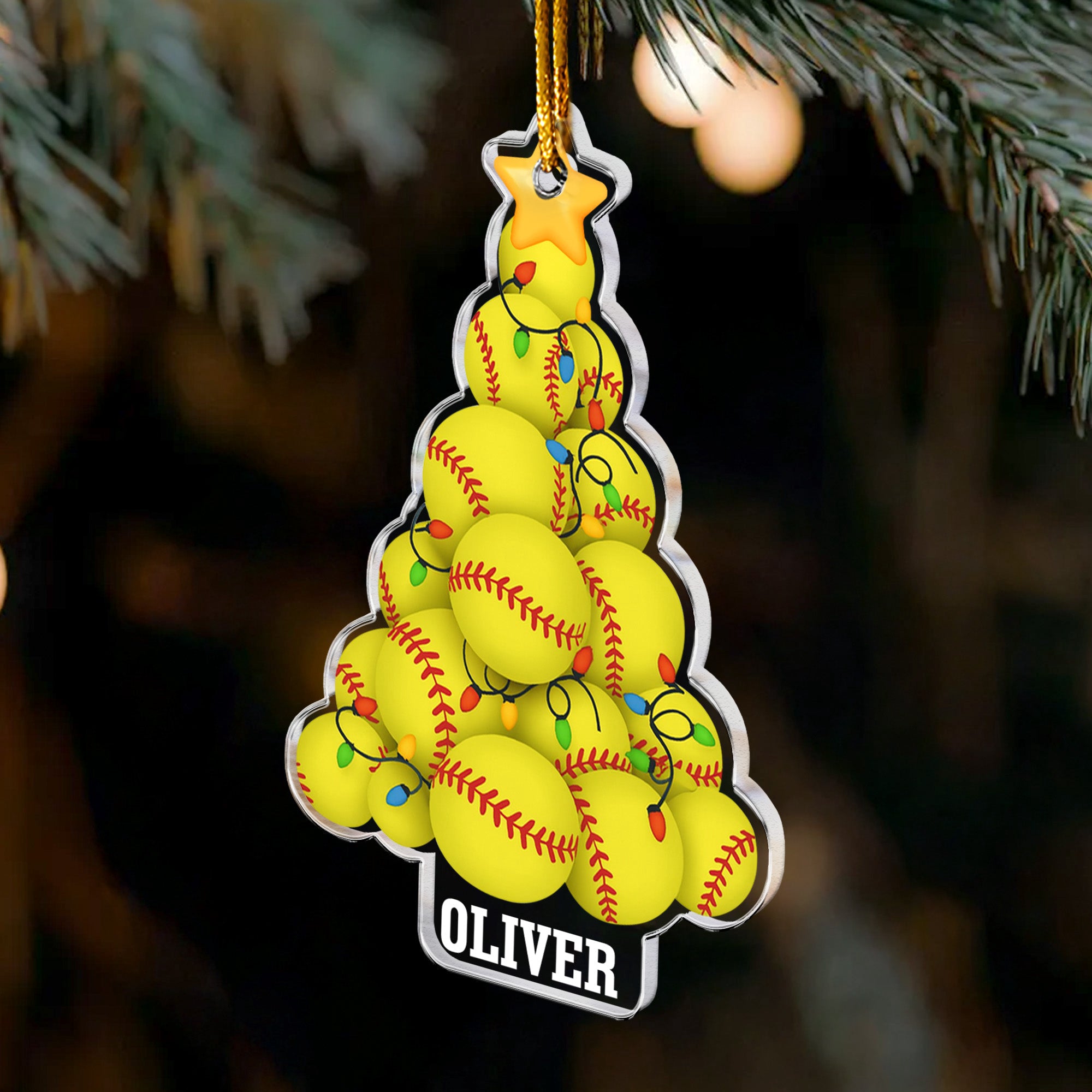 Softball Christmas Tree - Personalized Acrylic Ornament