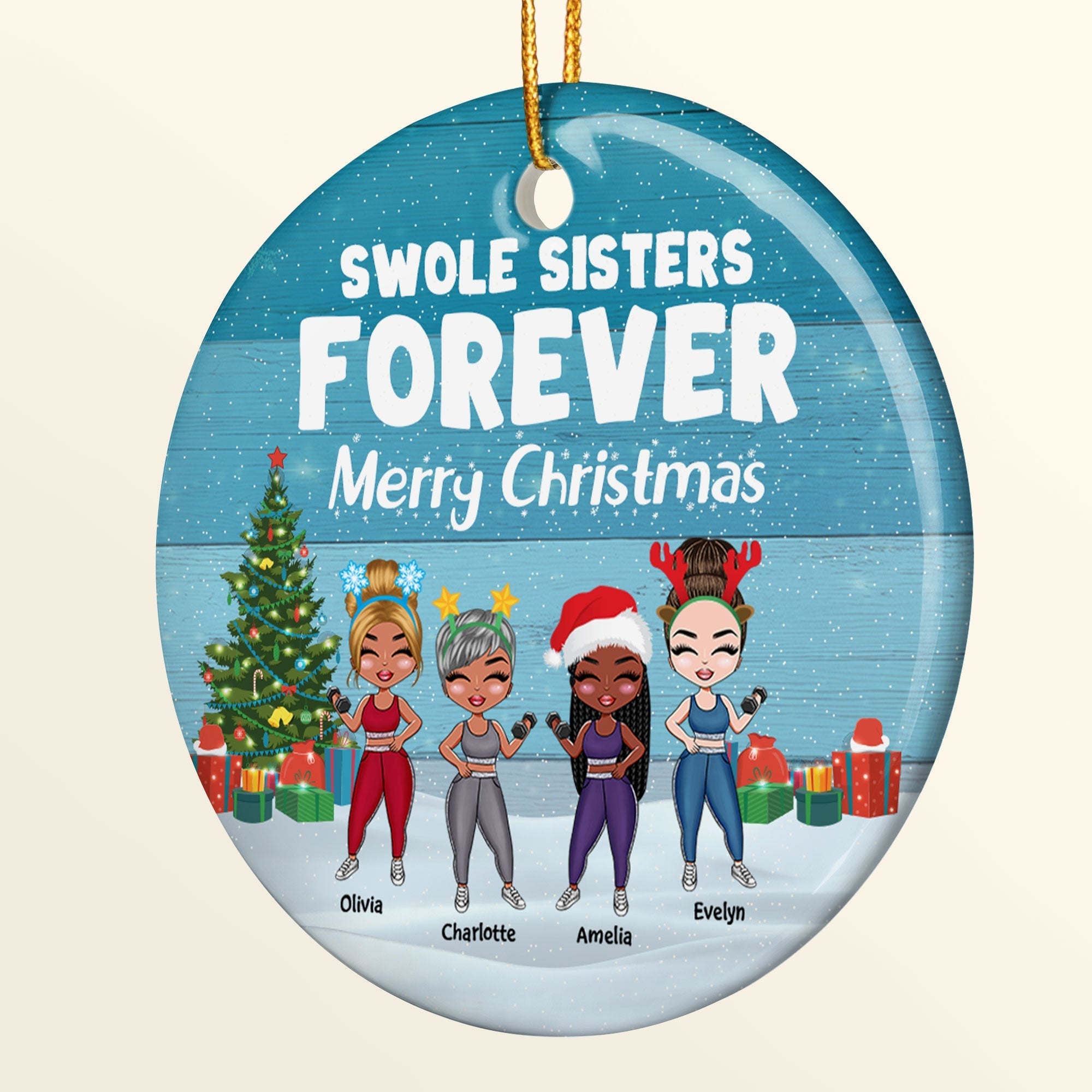 Swole Sister Forever - Personalized Ceramic Ornament - Christmas Gift For Fitness Lovers