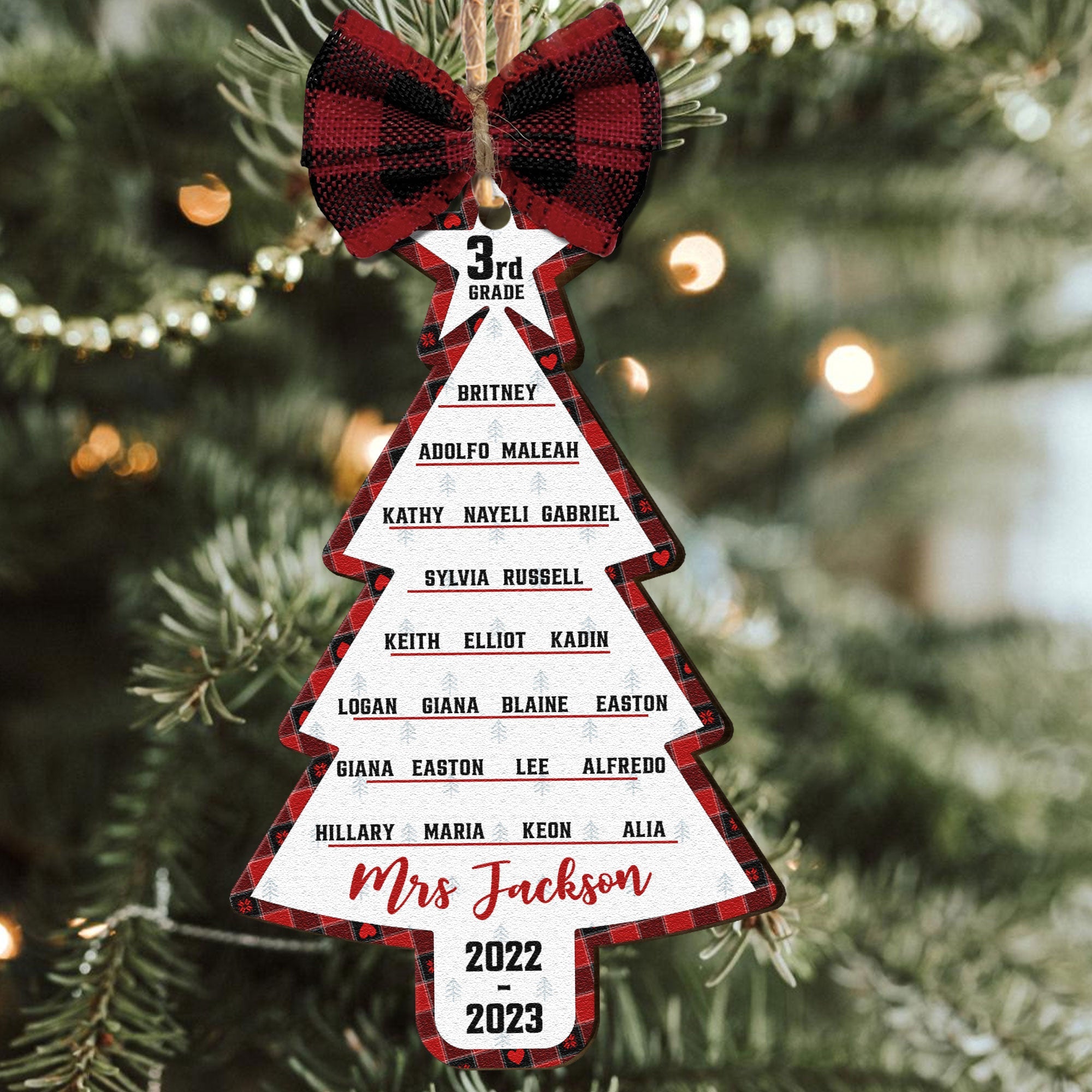 Teacher & Class List - Personalized Wooden Ornament