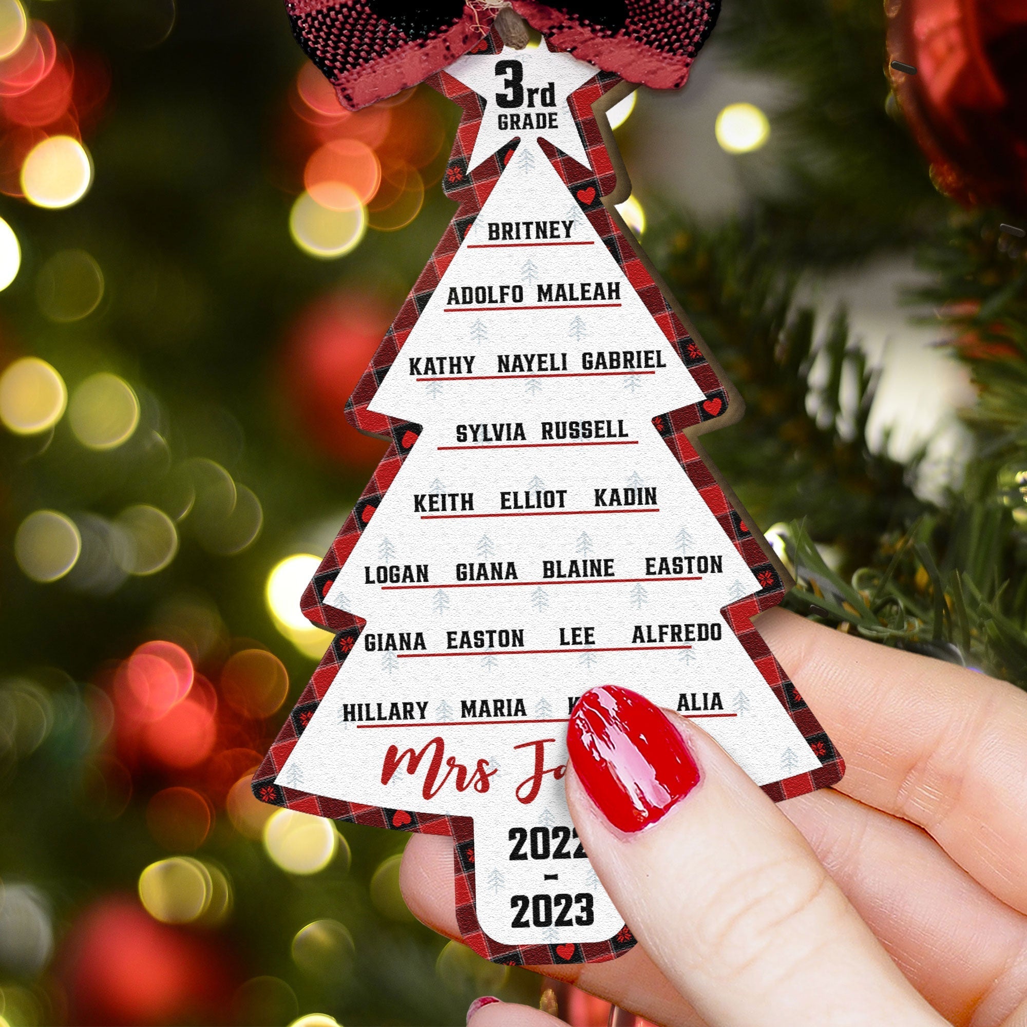 Teacher & Class List - Personalized Wooden Ornament