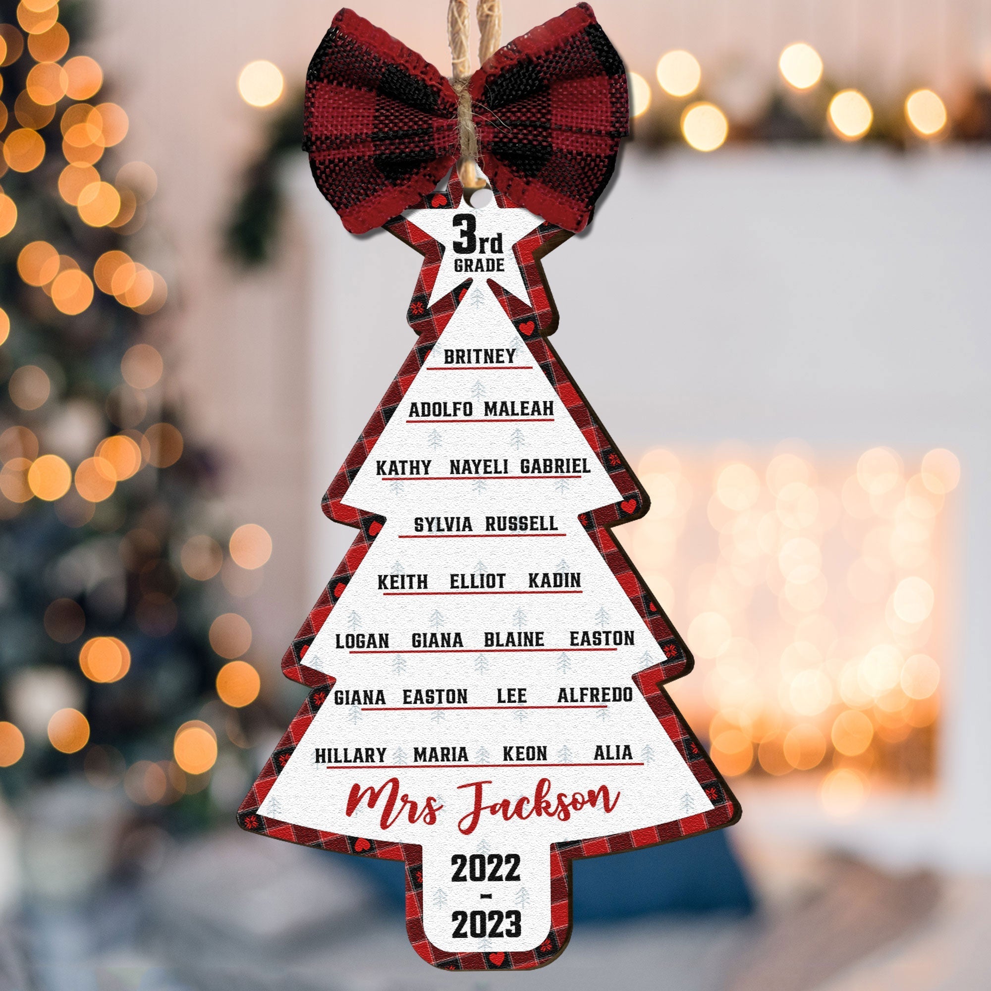 Teacher & Class List - Personalized Wooden Ornament