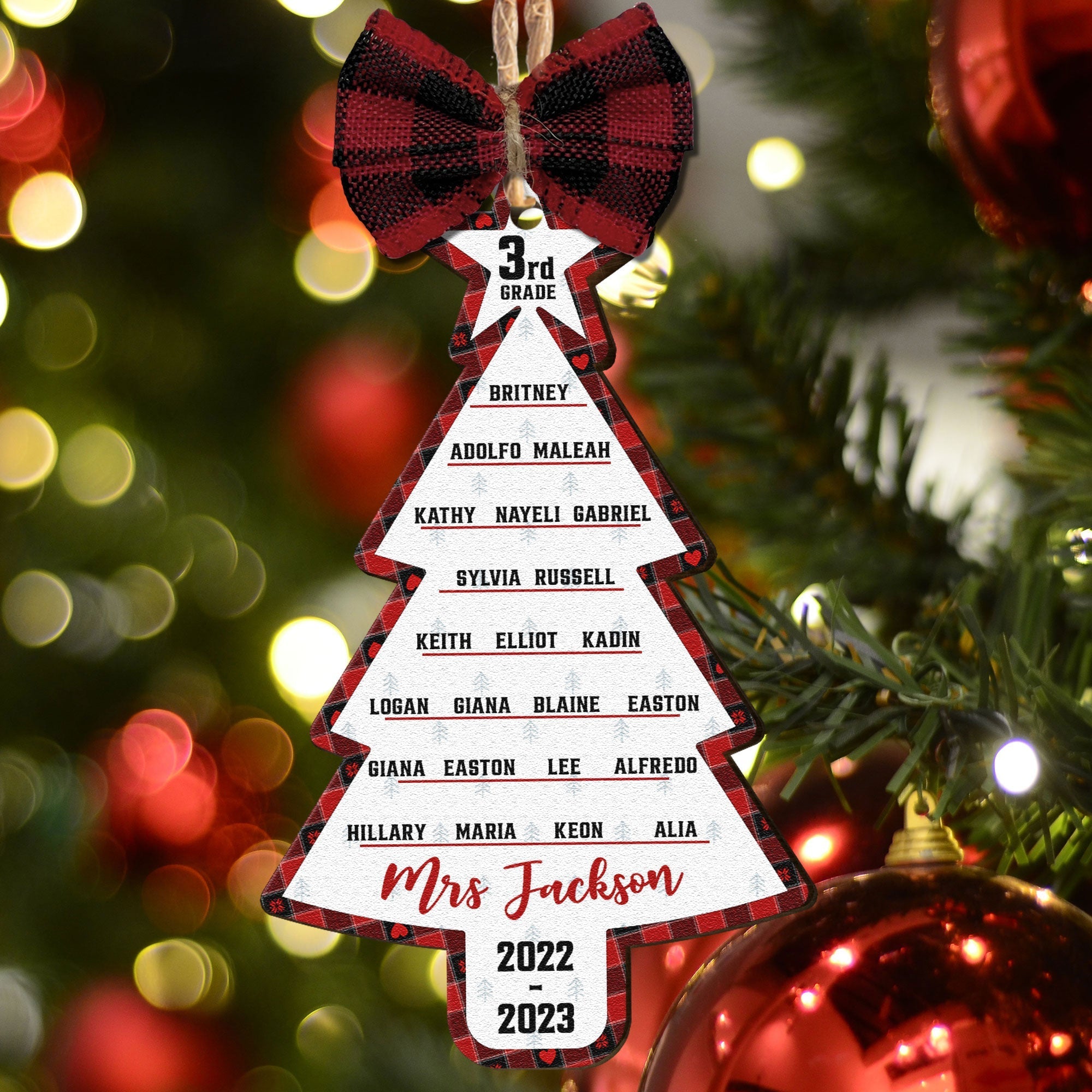 Teacher & Class List - Personalized Wooden Ornament