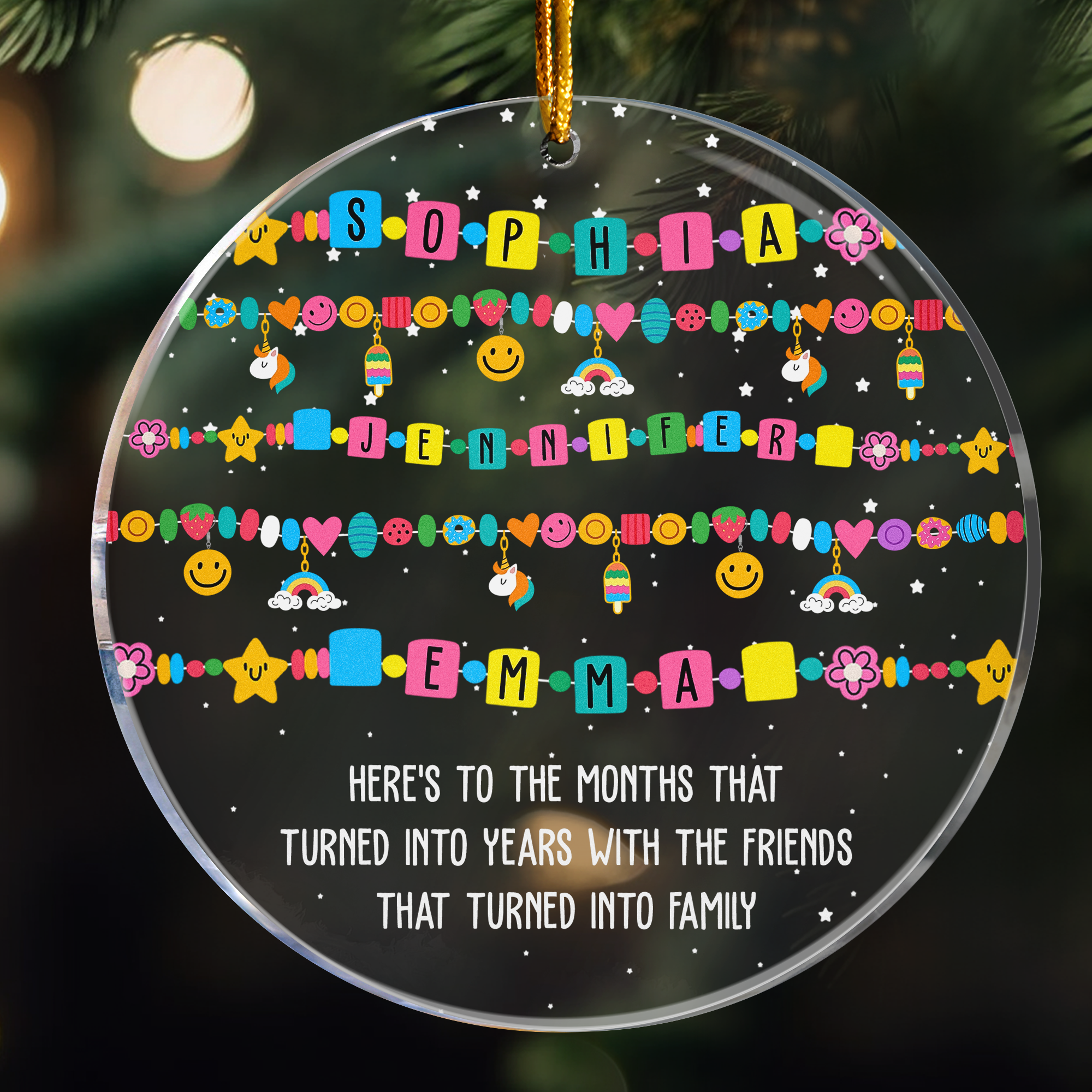 Thank You Friendship Bracelets Funky - Custom Name Charm - Personalized Acrylic Ornament