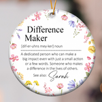 Thank You Gifts - Difference Maker - Mentor Appreciation For Coworkers, Family, Leader, Boss - Personalized Ceramic Ornament