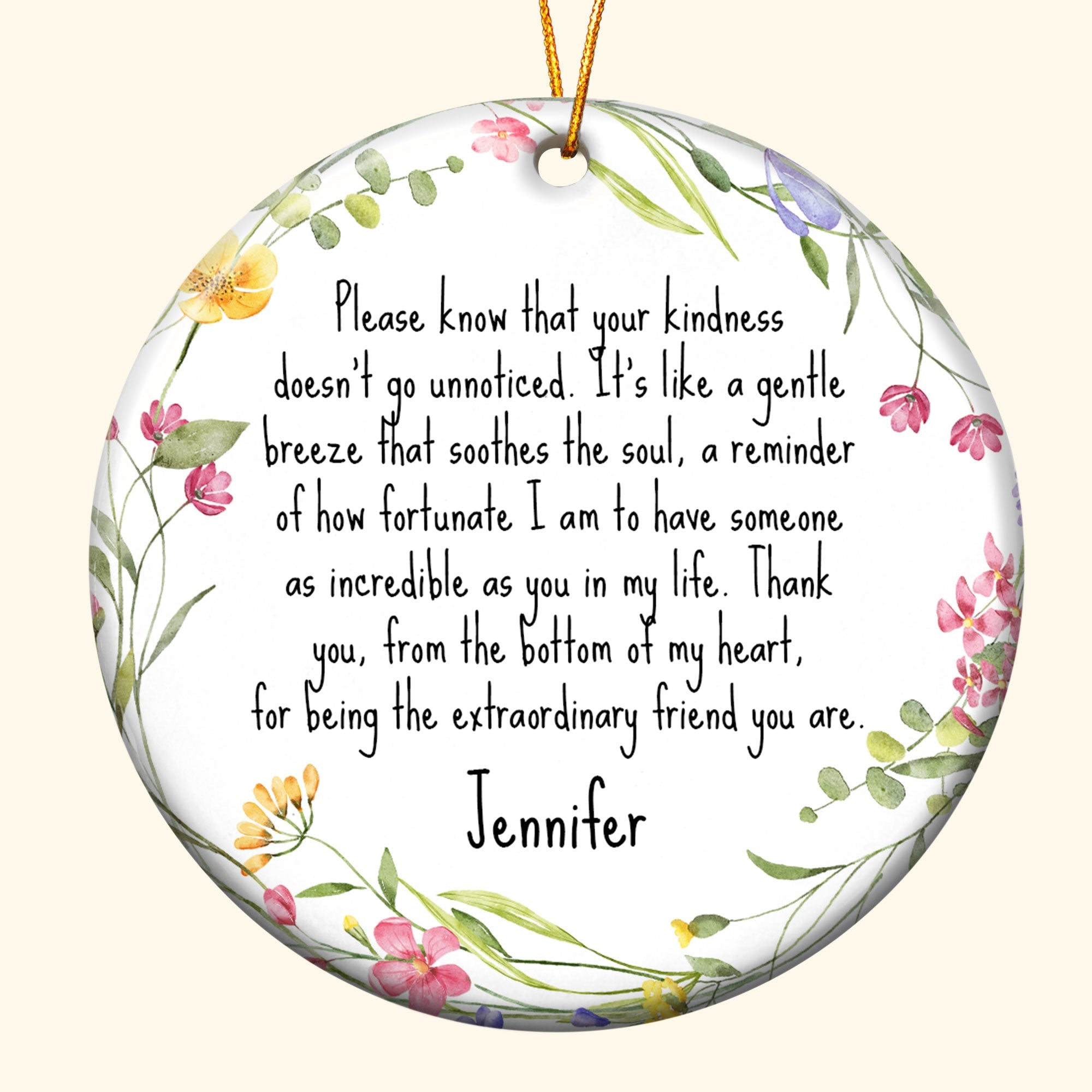 Thank You Gifts For Boss, Coworkers, Friends, Family - For Being The Extraordinary Friend - Personalized Ceramic Ornament