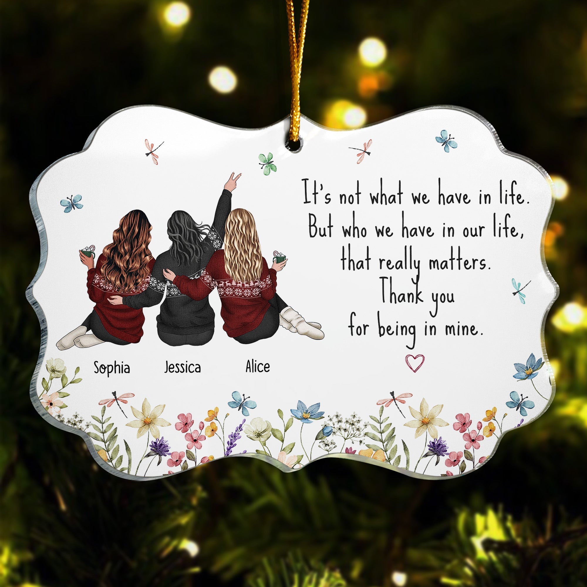 Thank You Gifts For Friends, Family, Mom & Daughters, Coworkers - Personalized Acrylic Ornament