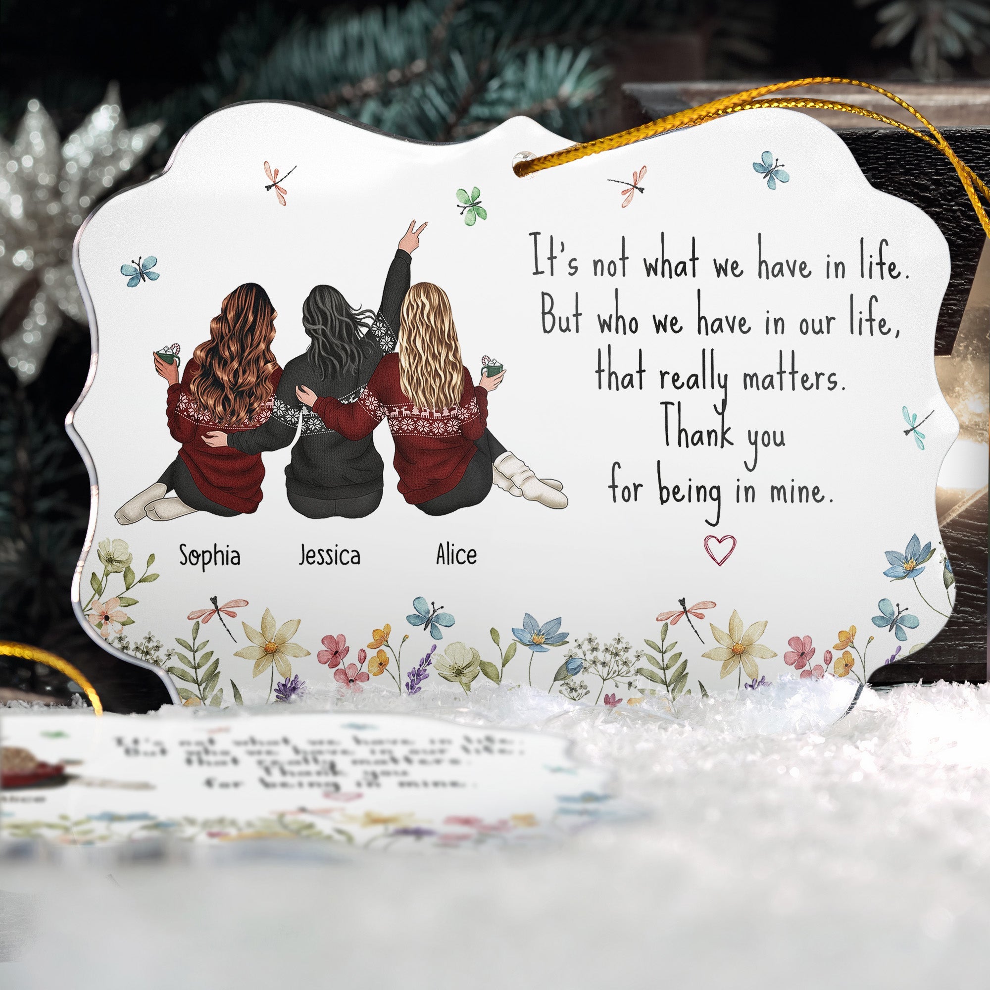 Thank You Gifts For Friends, Family, Mom & Daughters, Coworkers - Personalized Acrylic Ornament