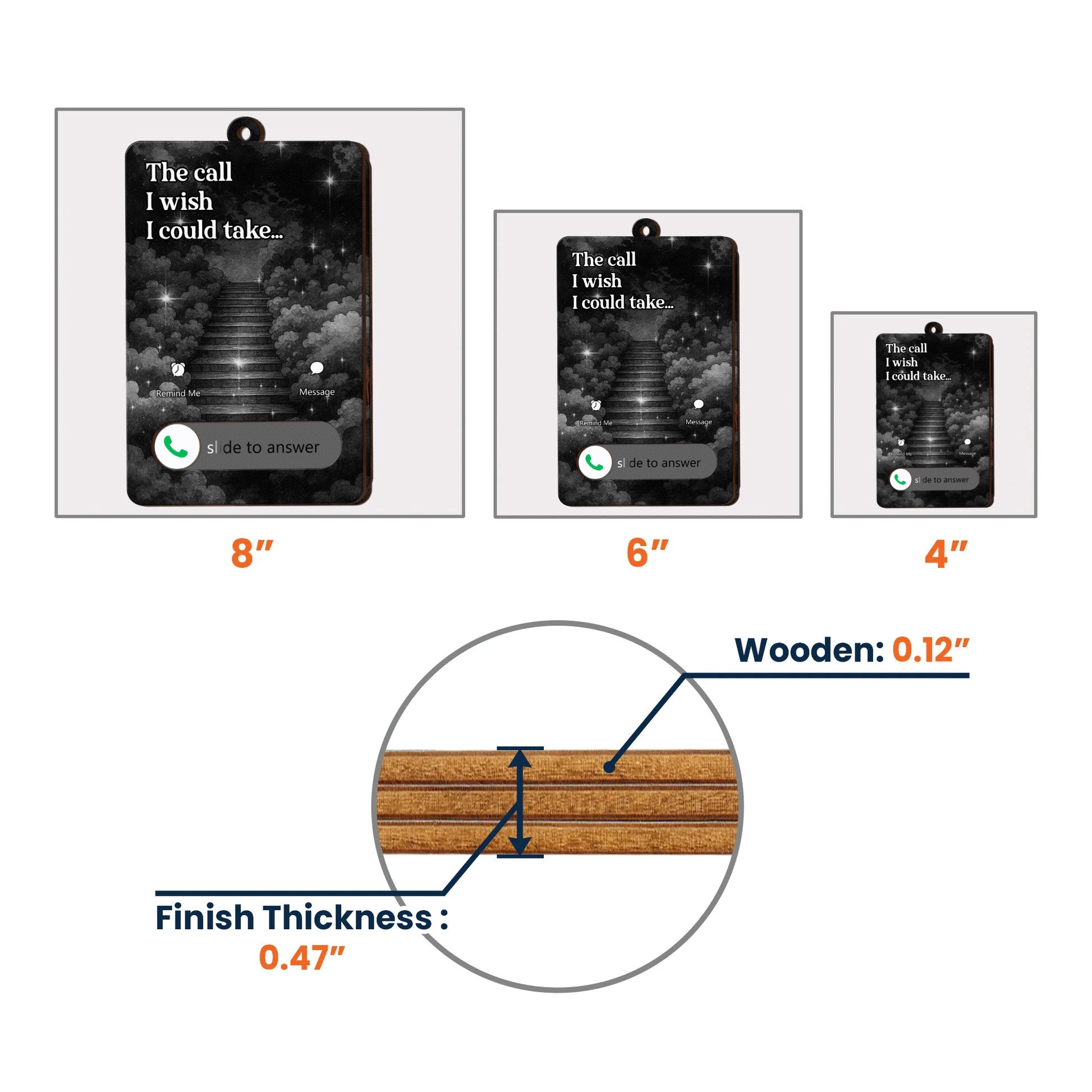 The Call I Wish I Could Take Memorial Gifts - Personalized Wooden Slider Photo Ornament