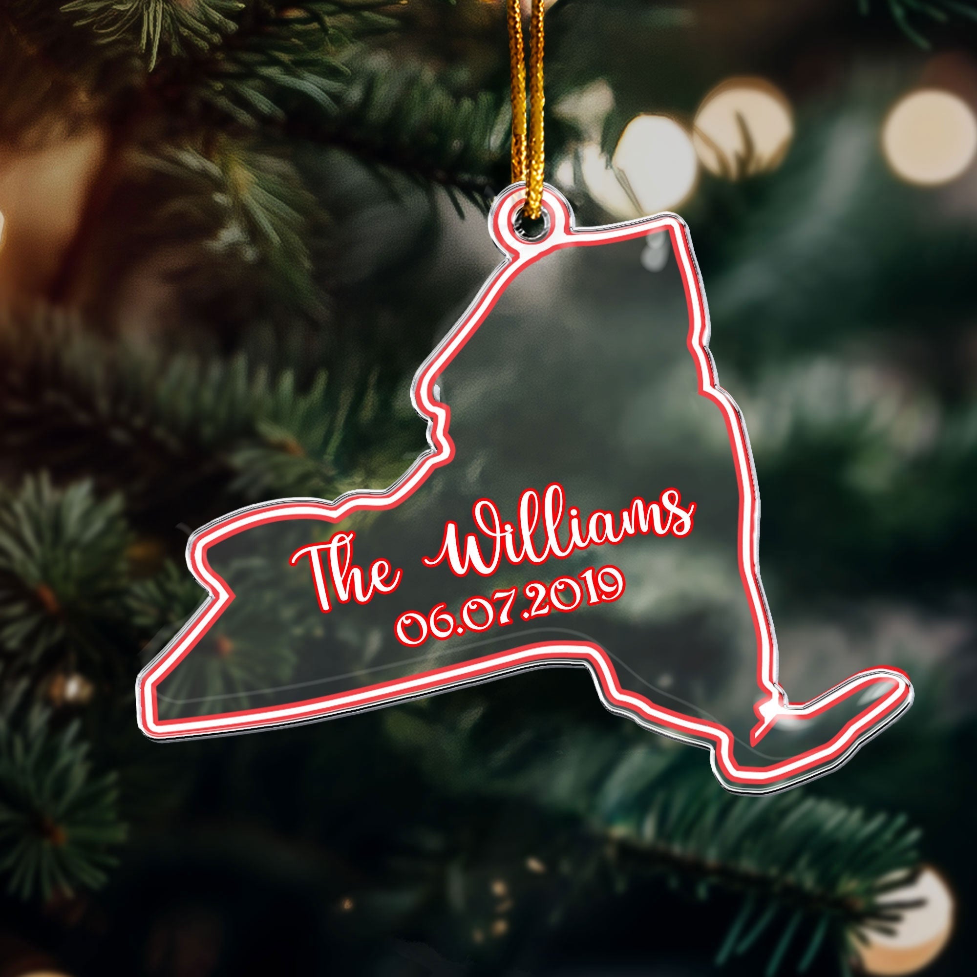 The Family Name State Home - Personalized Acrylic Ornament