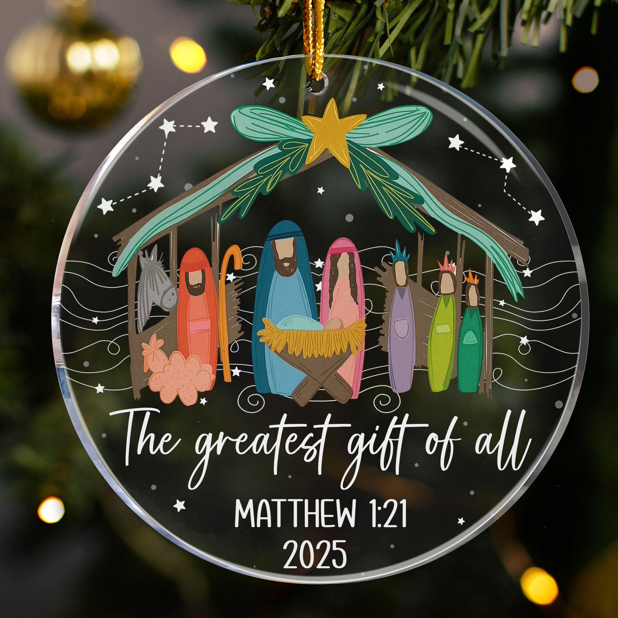 The Greatest Gift Of All Christmas Nativity Scene - Personalized Acrylic Ornament