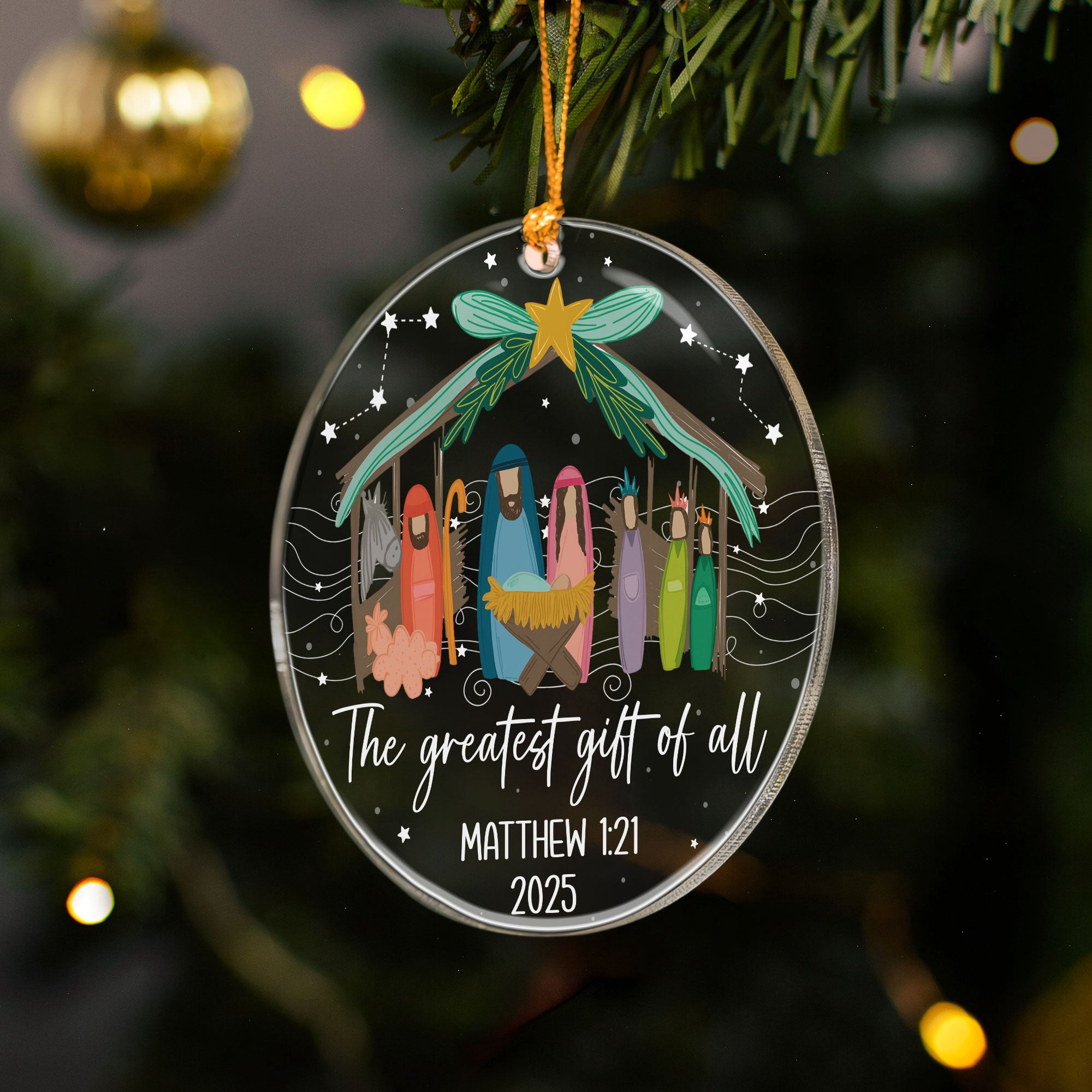 The Greatest Gift Of All Christmas Nativity Scene - Personalized Acrylic Ornament