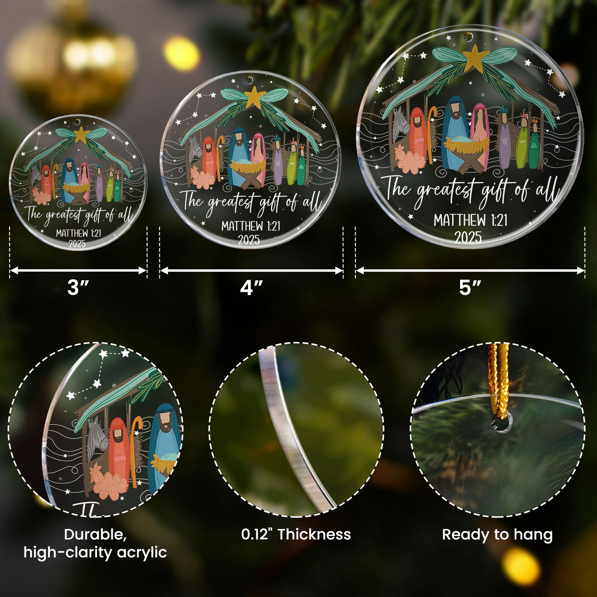 The Greatest Gift Of All Christmas Nativity Scene - Personalized Acrylic Ornament