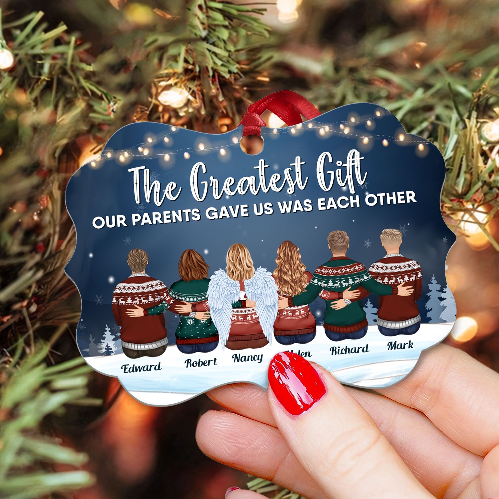 The Greatest Gift Our Parents Gave Us Was Each Other - Personalized Aluminum/Wooden Ornament