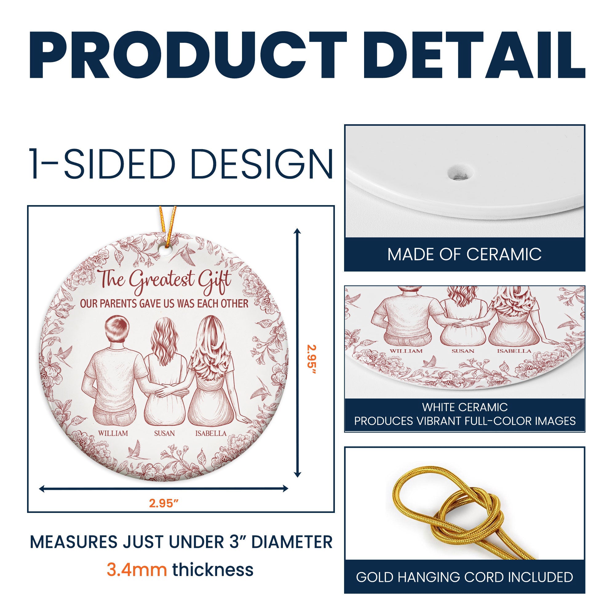 The Greatest Gift They Gave Us - Personalized Ceramic Ornament