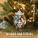 The Holy Family Christmas - Nativity Night - Personalized Glass Ornament With Silver Cap