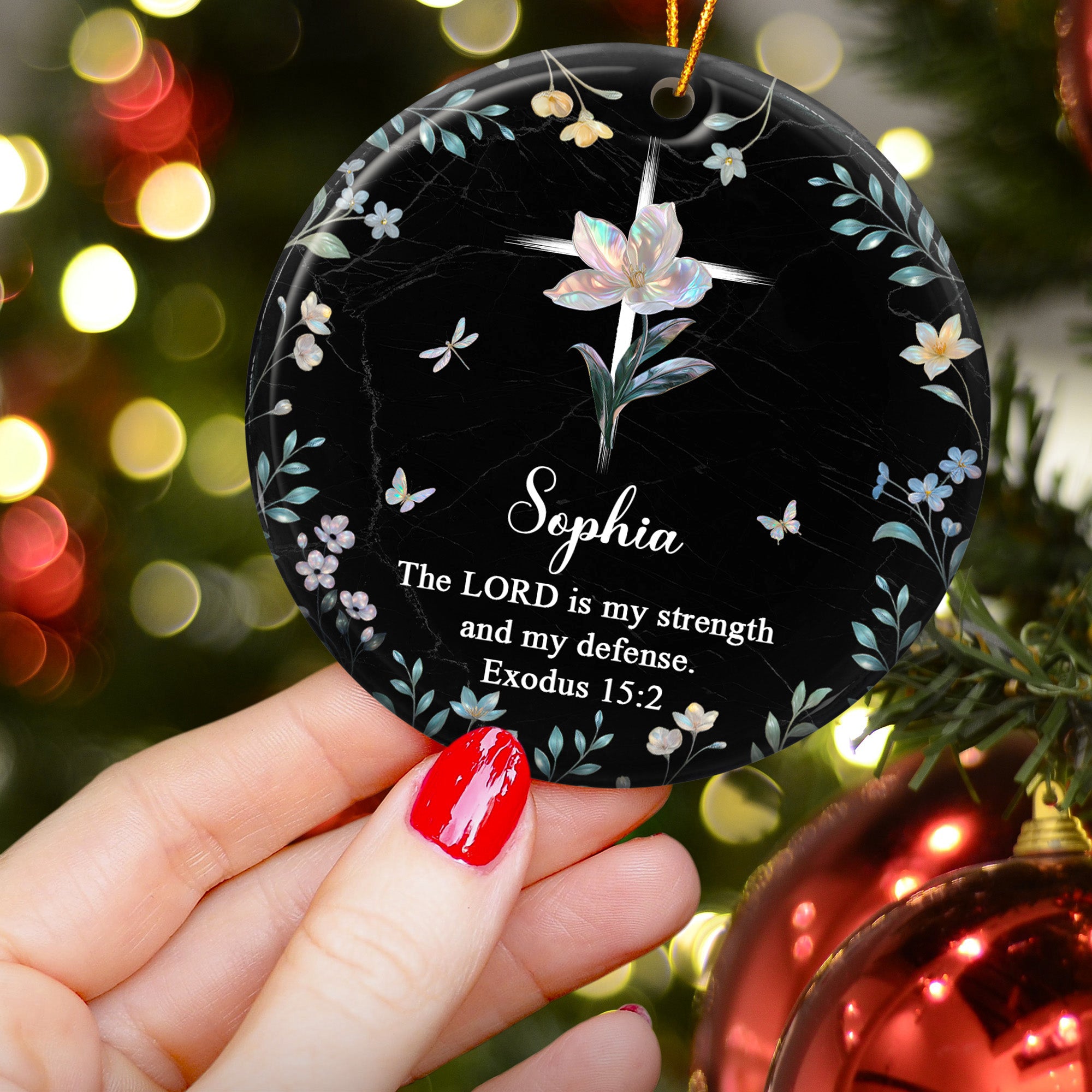 The Lord Is My Strength And My Defense - Personalized Ceramic Ornament