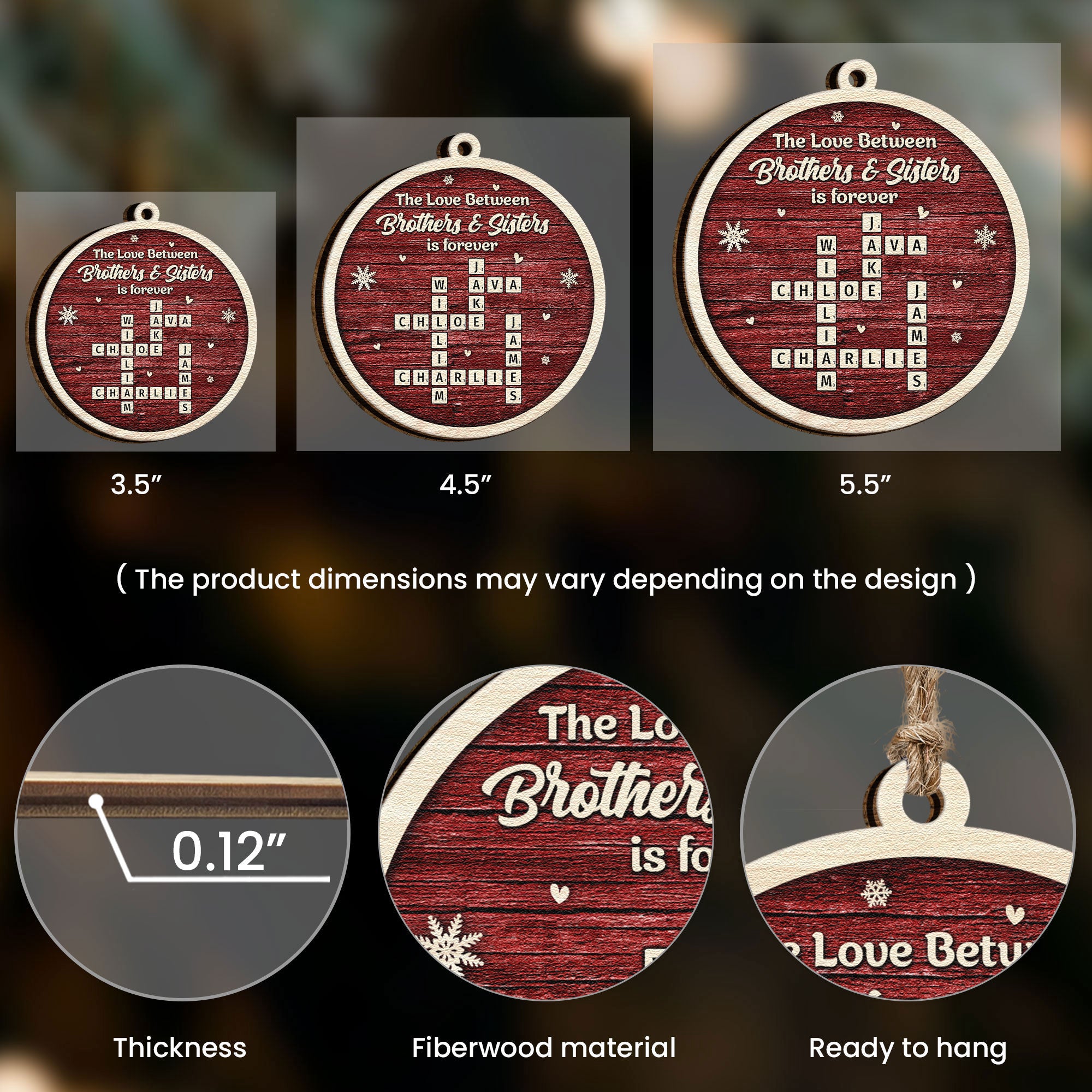 The Love Between Brothers And Sisters Is Forever - Personalized Wooden Ornament