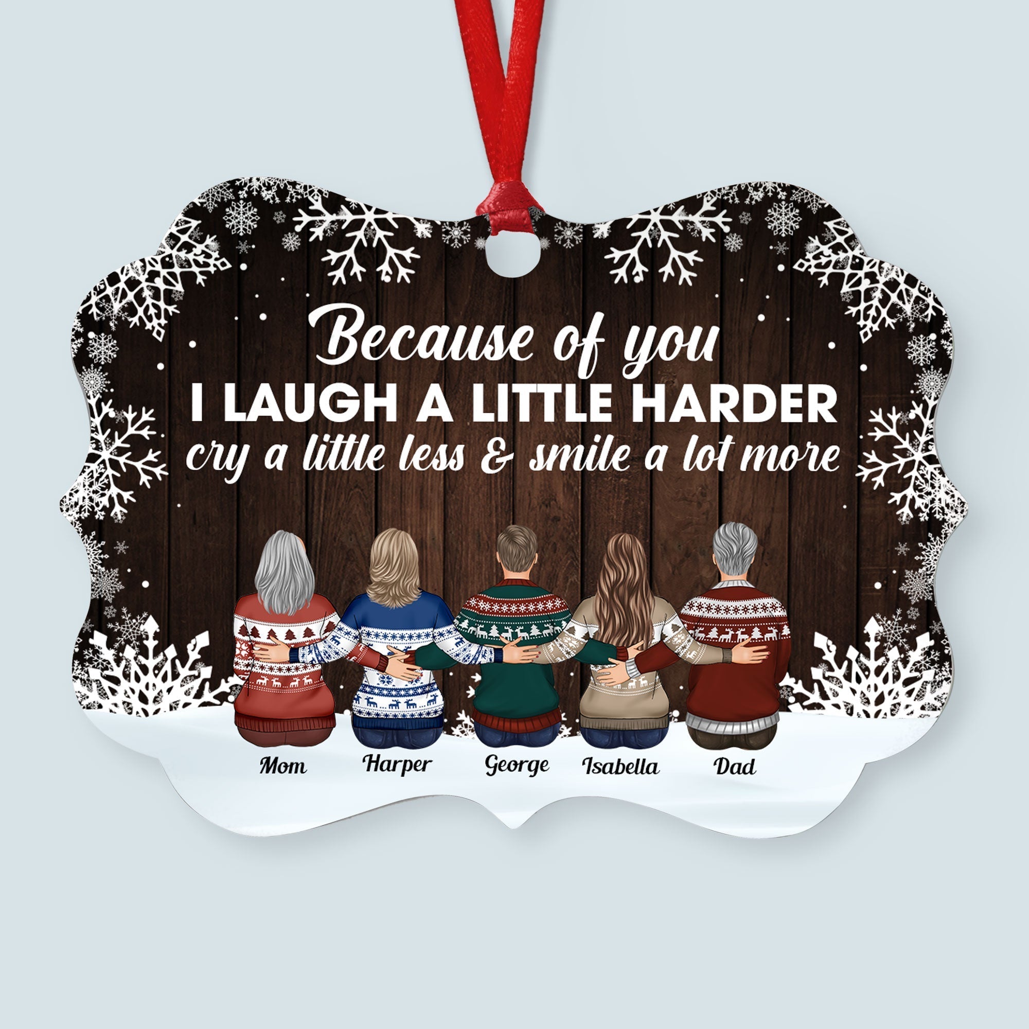 The Love Between Family Is Forever - Personalized Aluminum Ornament - Family Hugging