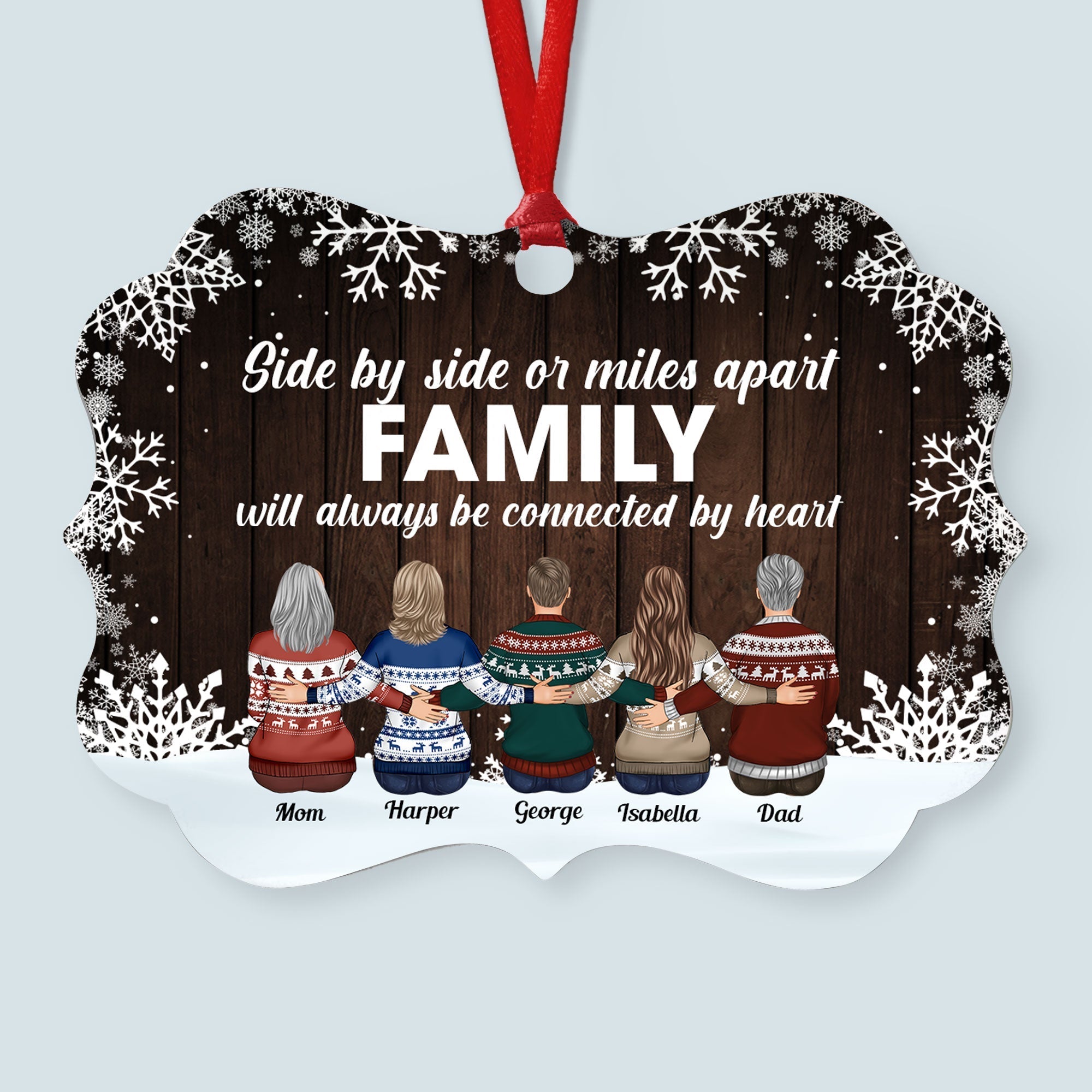 The Love Between Family Is Forever - Personalized Aluminum Ornament - Family Hugging