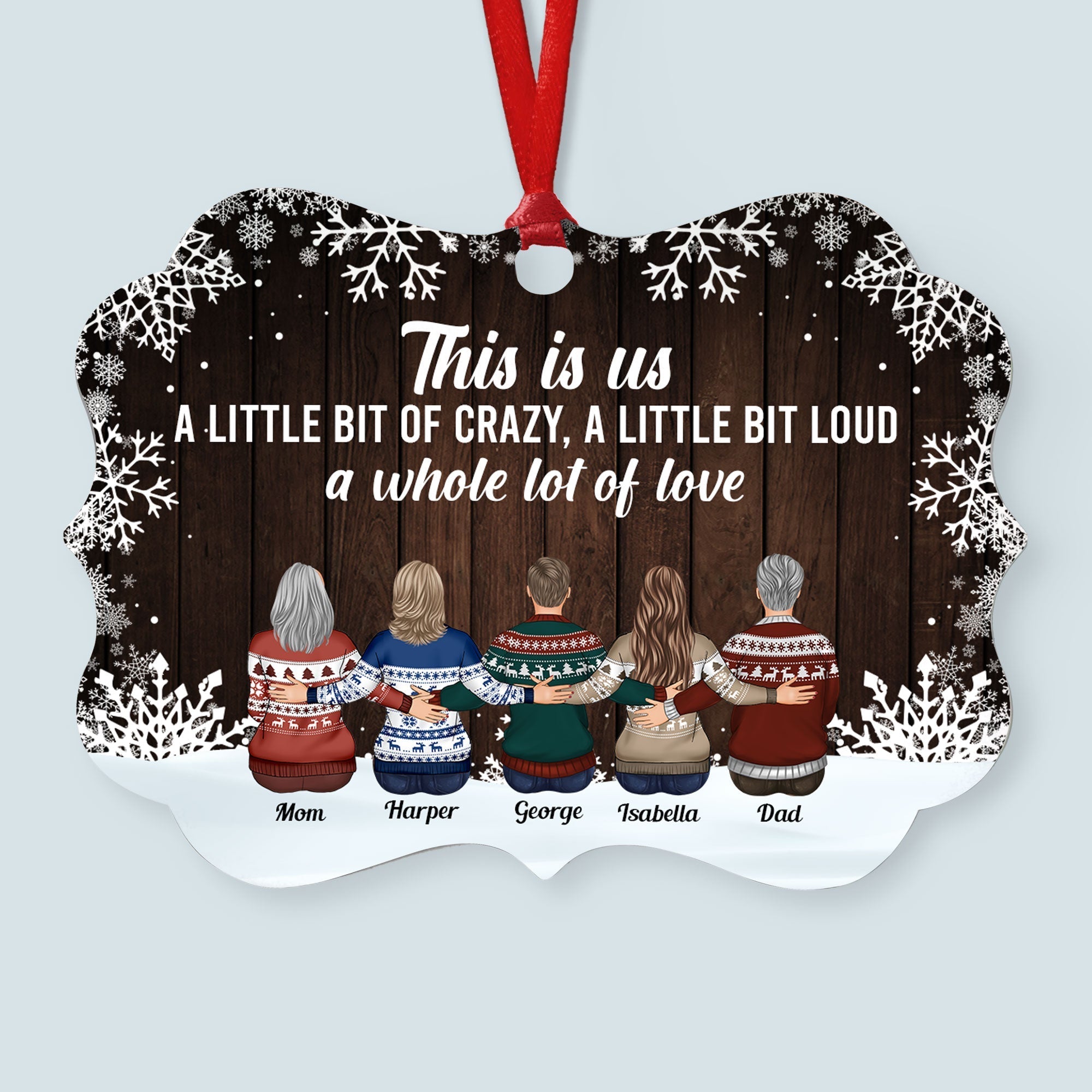 The Love Between Family Is Forever - Personalized Aluminum Ornament - Family Hugging
