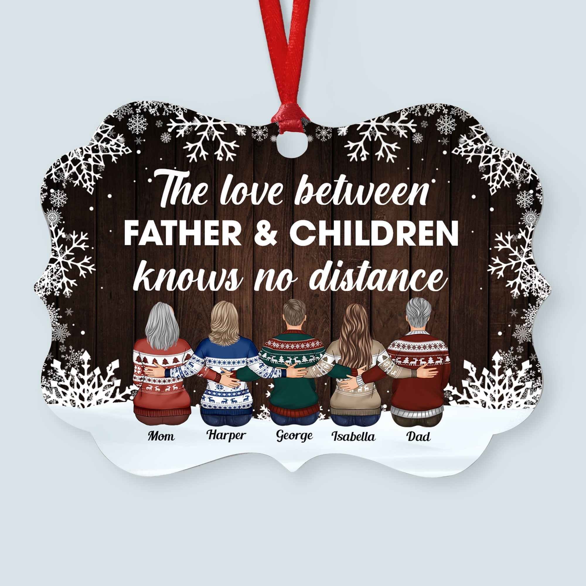 The Love Between Family Is Forever - Personalized Aluminum Ornament - Family Hugging