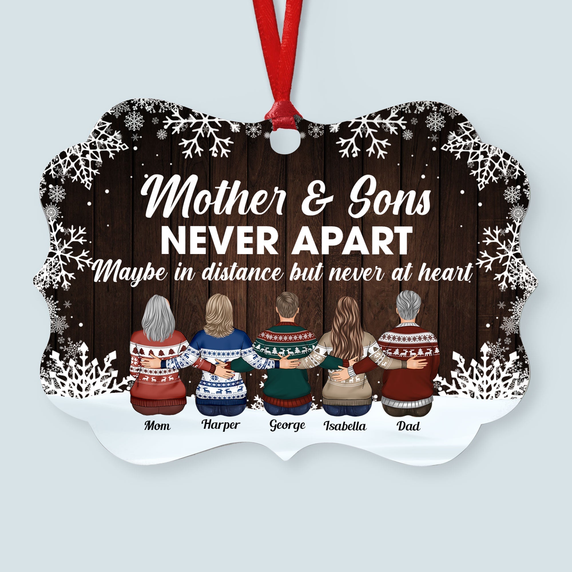 The Love Between Family Is Forever - Personalized Aluminum Ornament - Family Hugging