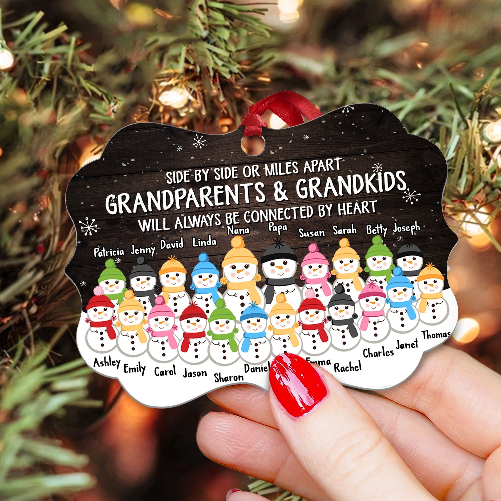 The Love Of Grandparents Is Forever (Up To 20 Kids) - Personalized Ornament - Snowman Family