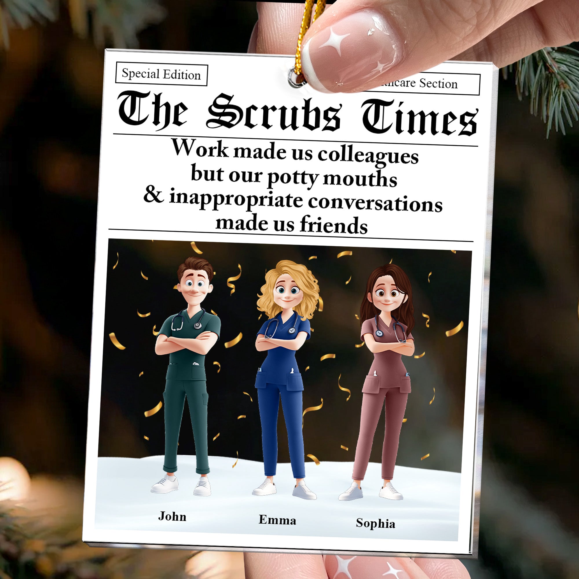 The Scrubs Times - Nurse Newspaper Custom - Personalized Acrylic Ornament