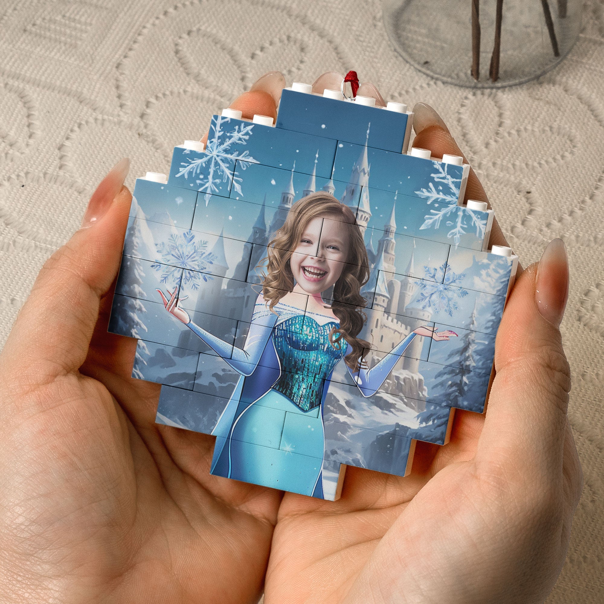 The Snow Princess - Christmas Gifts For Little Girls, Daughter - Custom Buildable Christmas Photo Ornament
