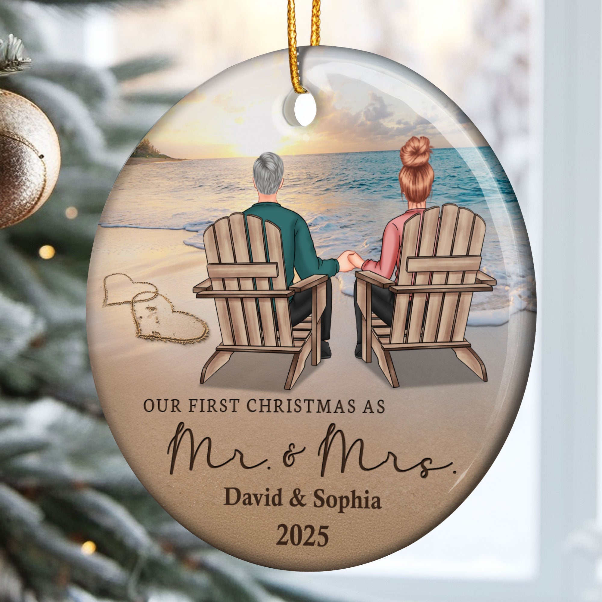 The Year We Became Mr. & Mrs. Couple Ornament - Personalized Ceramic Ornament