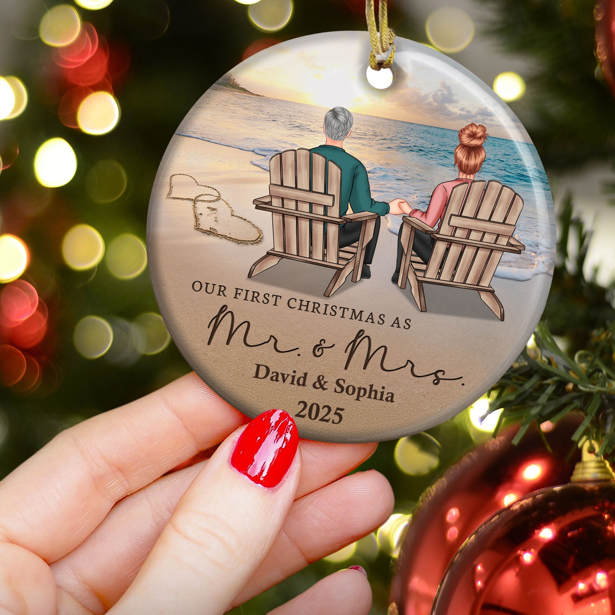 The Year We Became Mr. & Mrs. Couple Ornament - Personalized Ceramic Ornament