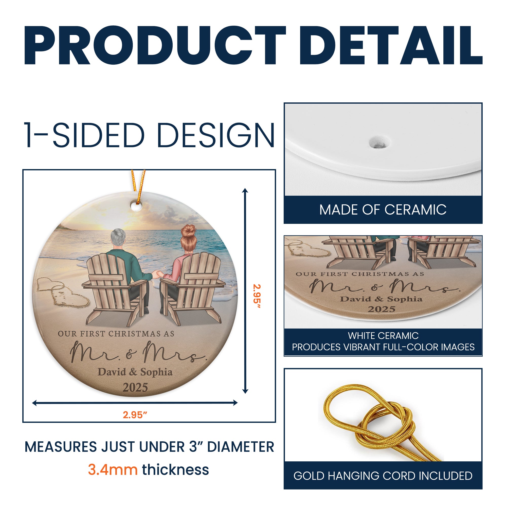 The Year We Became Mr. & Mrs. Couple Ornament - Personalized Ceramic Ornament