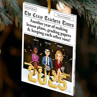 The Teachers Times - Teacher Newspaper Custom - Personalized Acrylic Ornament