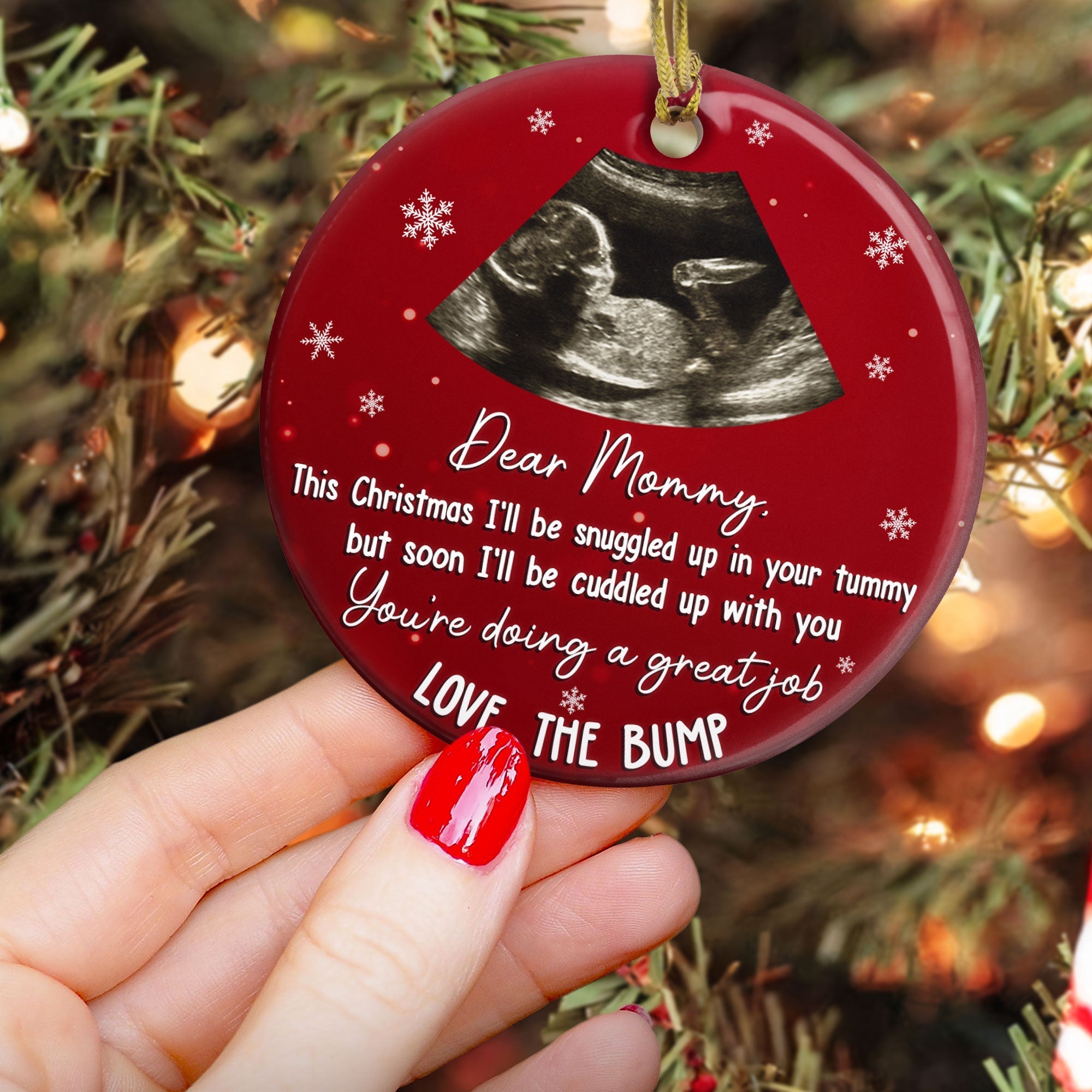 This Christmas I'll Be Snuggled - Personalized Photo Ceramic Ornament