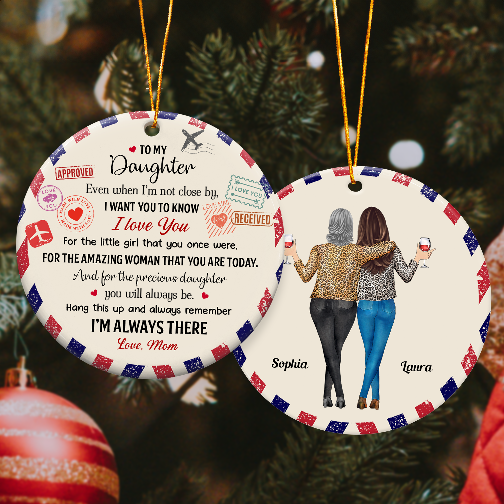 To Daughter I Want You To Know I Love You Postcard Ornament - Personalized Ceramic Ornament