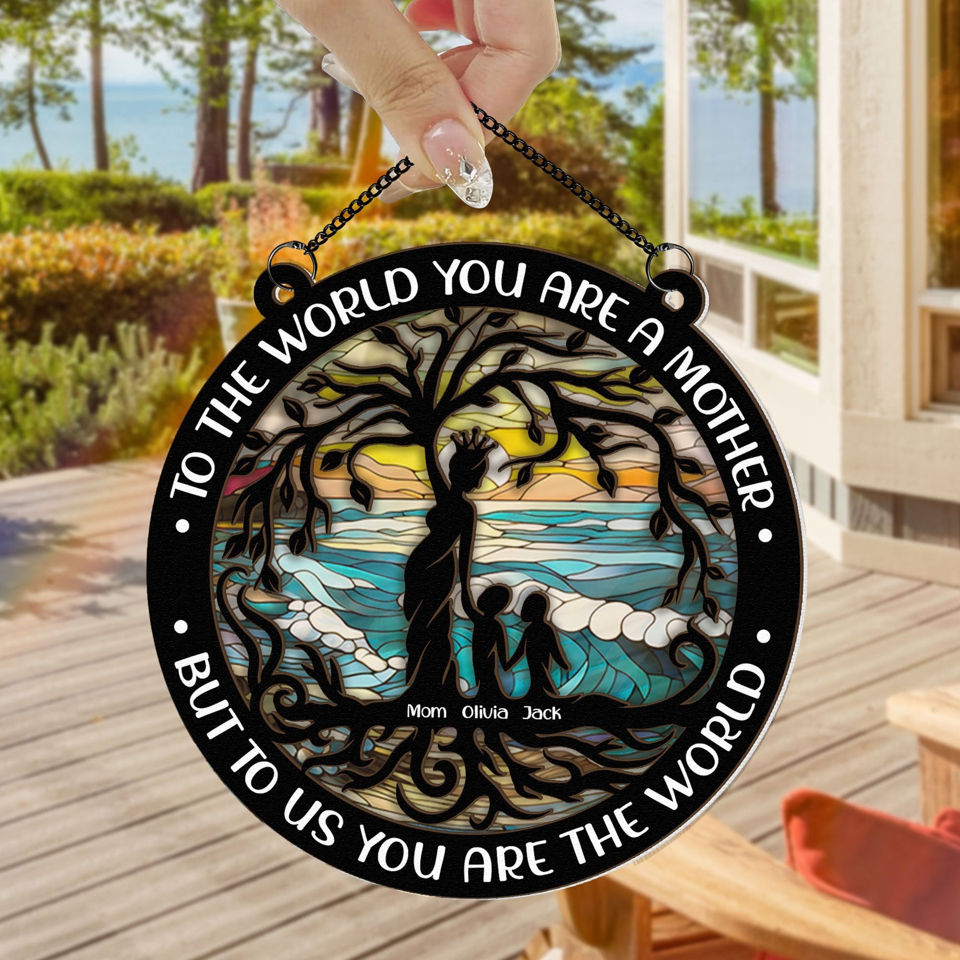 To-Us-You-Are-The-World-Personalized-Window-Hanging-Suncatcher-Ornament-2