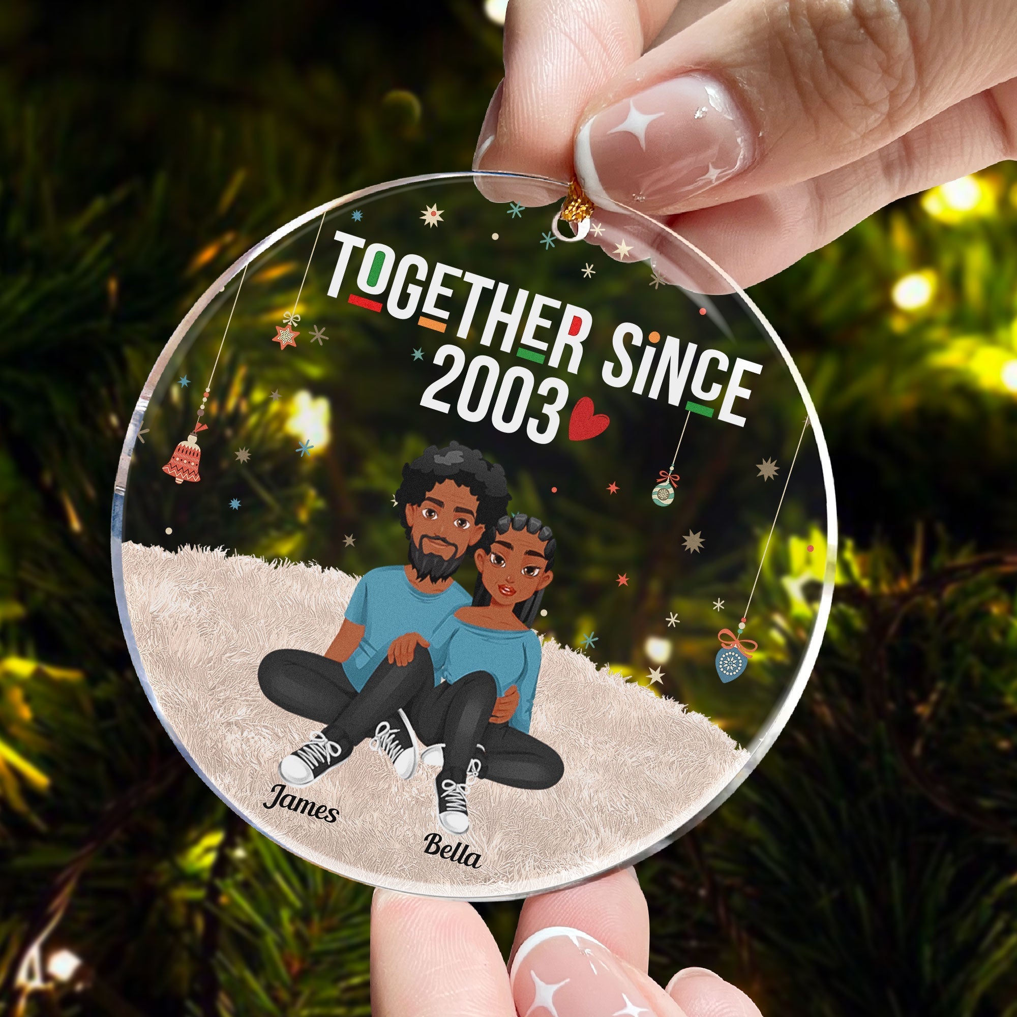 Together Since Christmas Gift For Couple - Personalized Circle Acrylic Ornament