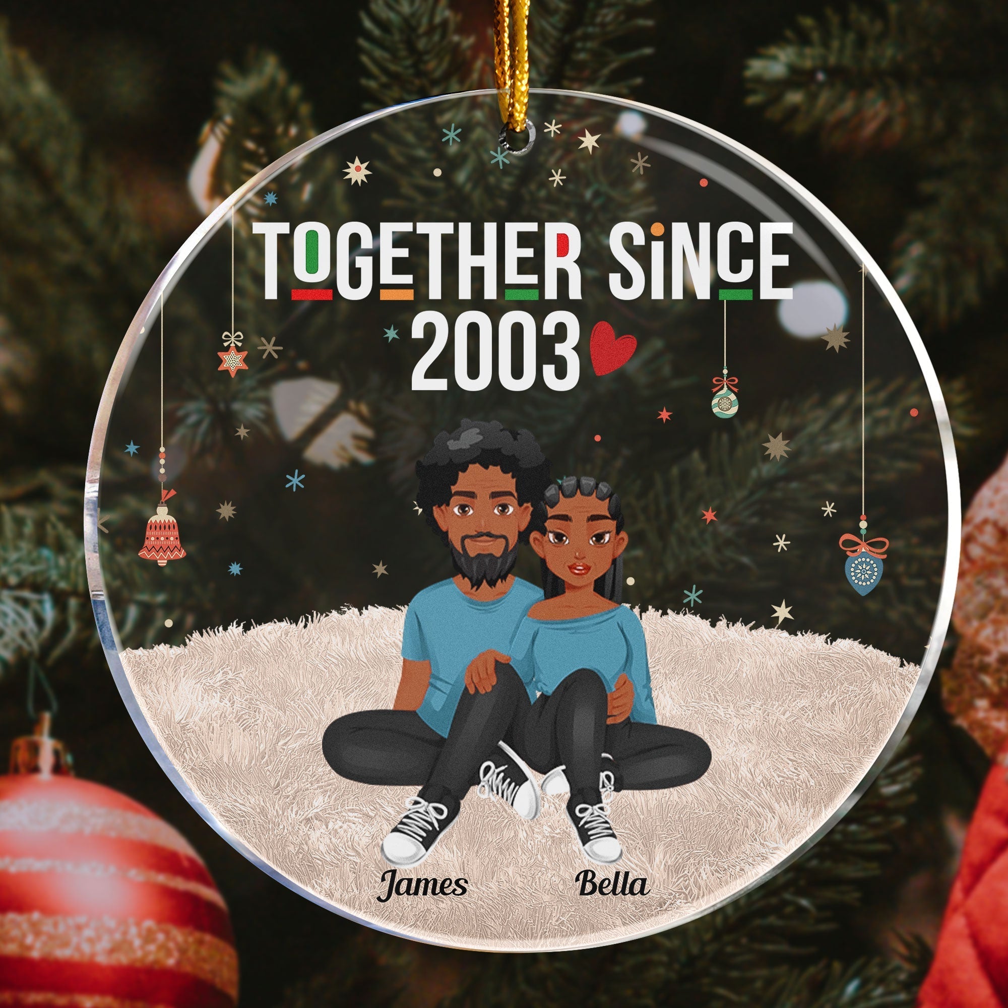 Together Since Christmas Gift For Couple - Personalized Circle Acrylic Ornament
