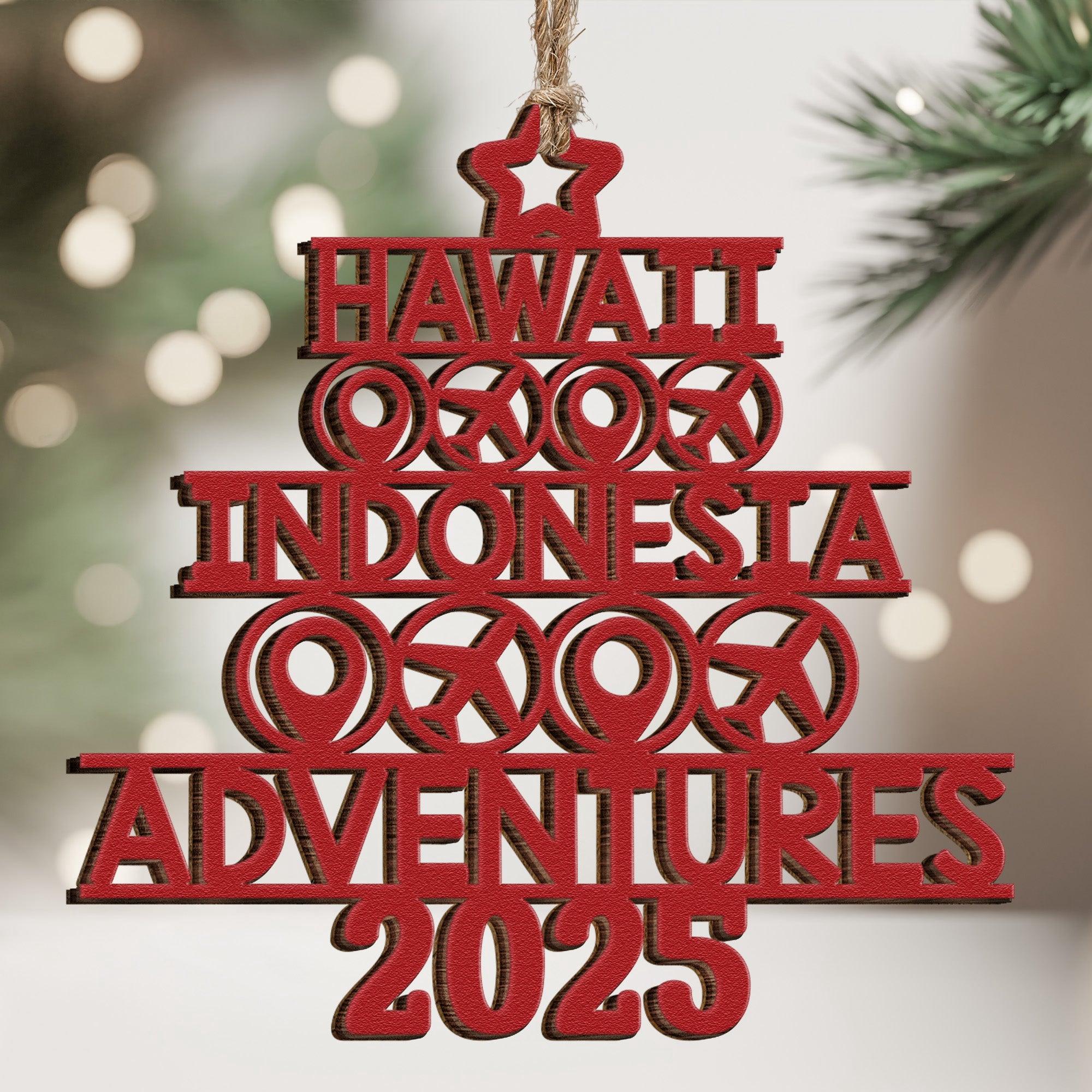Travel Destination - Personalized Wooden Ornament