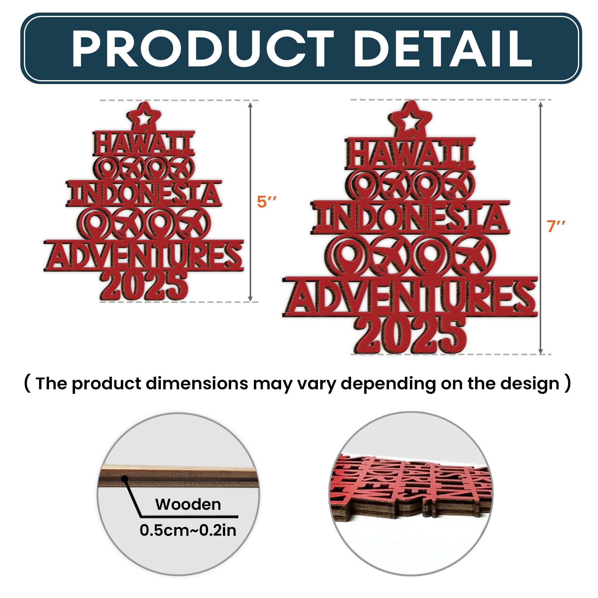 Travel Destination - Personalized Wooden Ornament