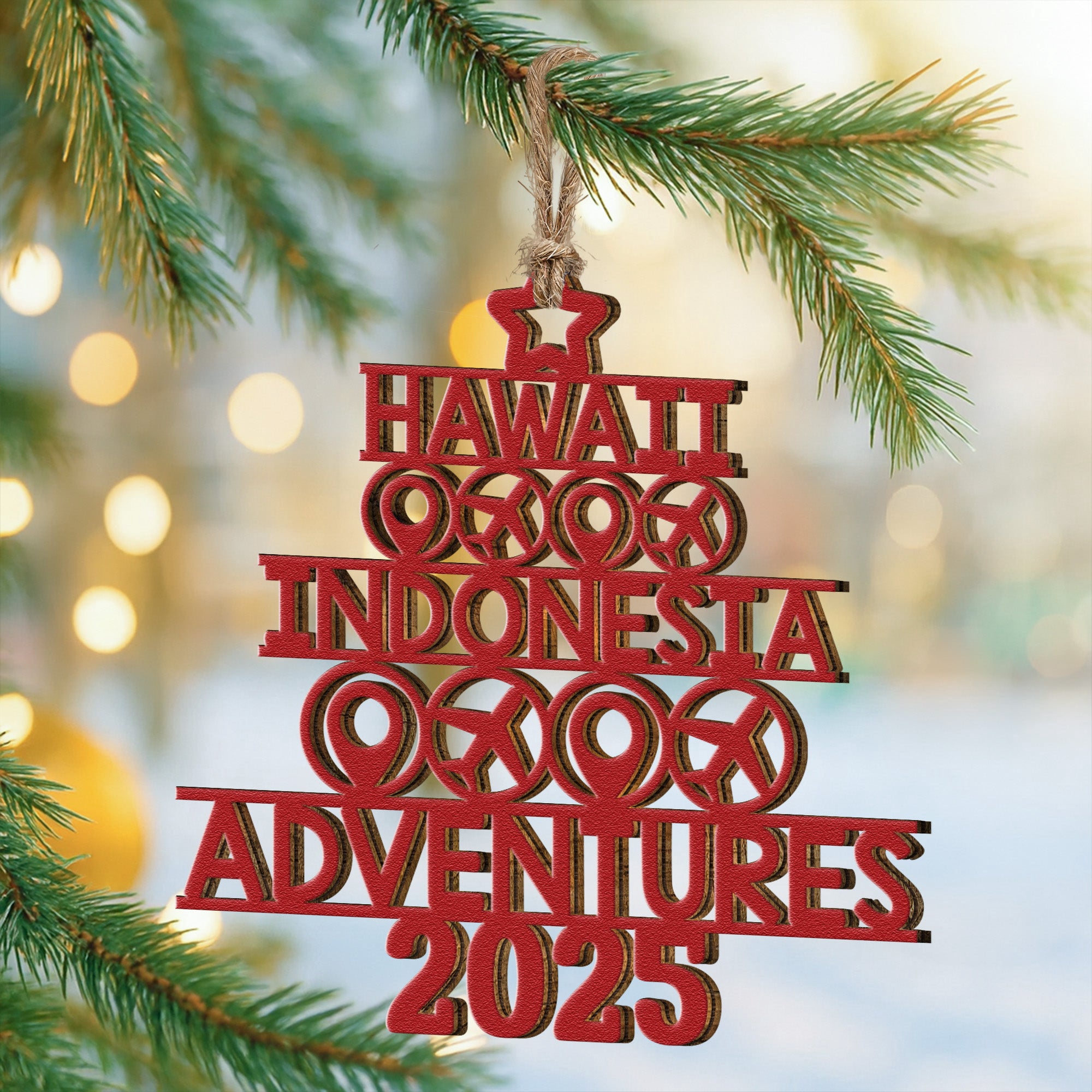 Travel Destination - Personalized Wooden Ornament