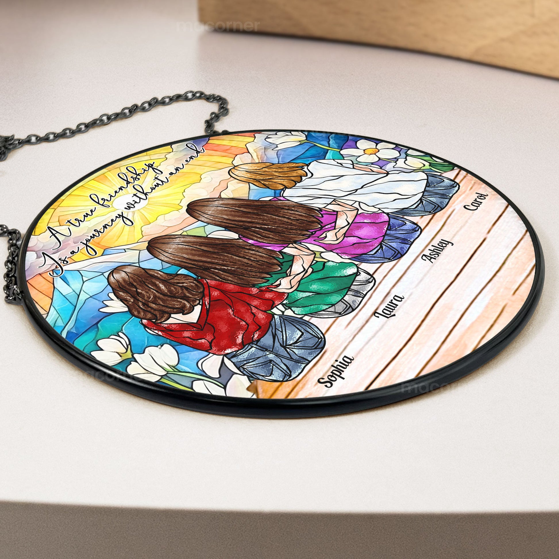 True-Friendship-Is-A-Journey-Without-An-End-Personalized-Stained-Glass-Window-Hanging-Suncatcher__3