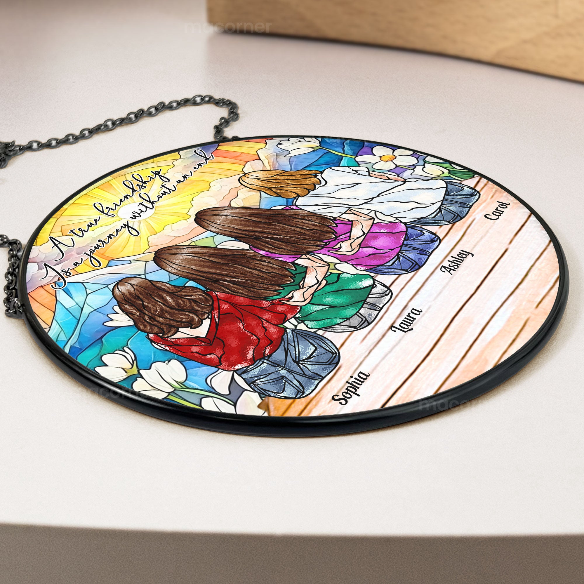 True-Friendship-Is-A-Journey-Without-An-End-Personalized-Stained-Glass-Window-Hanging-Suncatcher__3