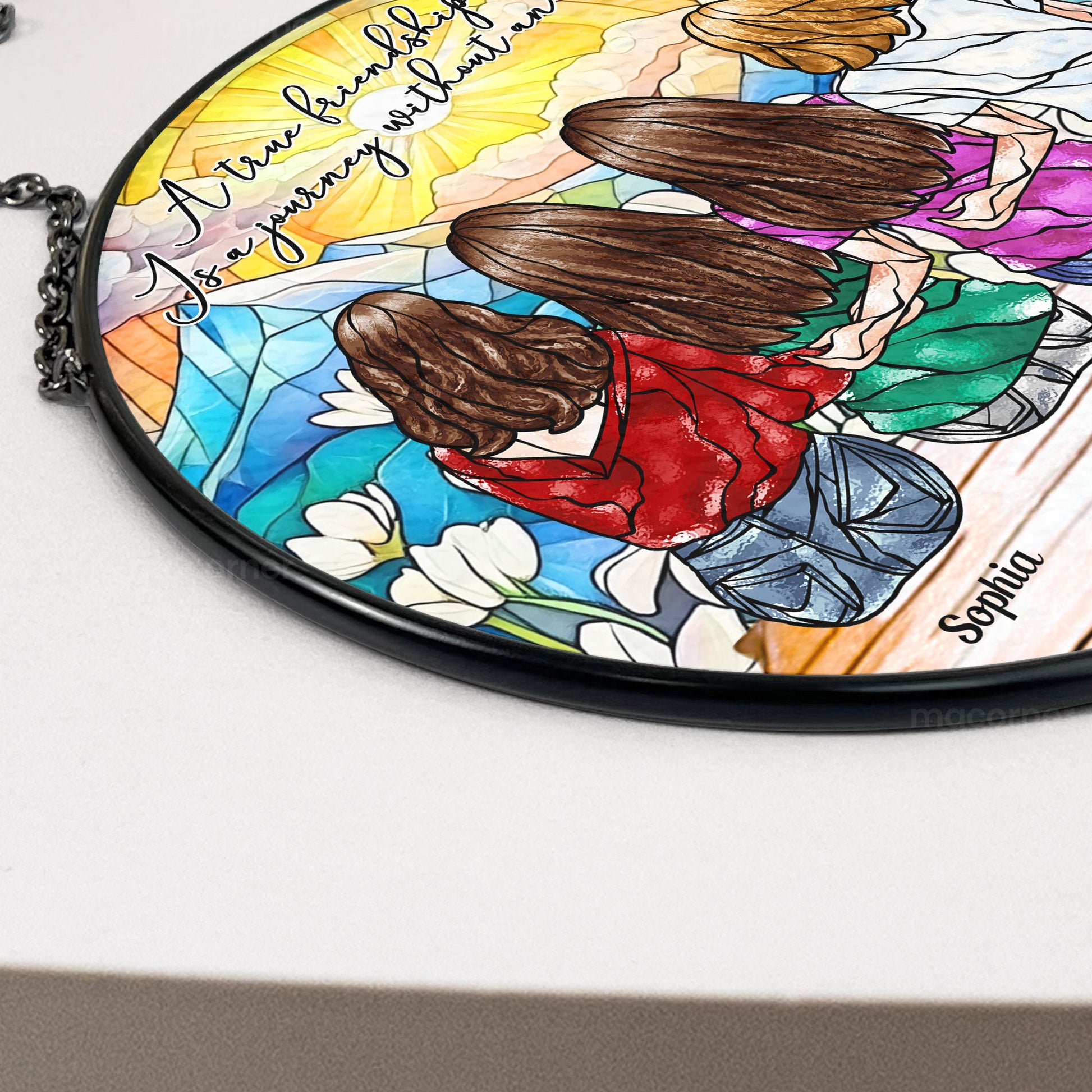 True-Friendship-Is-A-Journey-Without-An-End-Personalized-Stained-Glass-Window-Hanging-Suncatcher__4