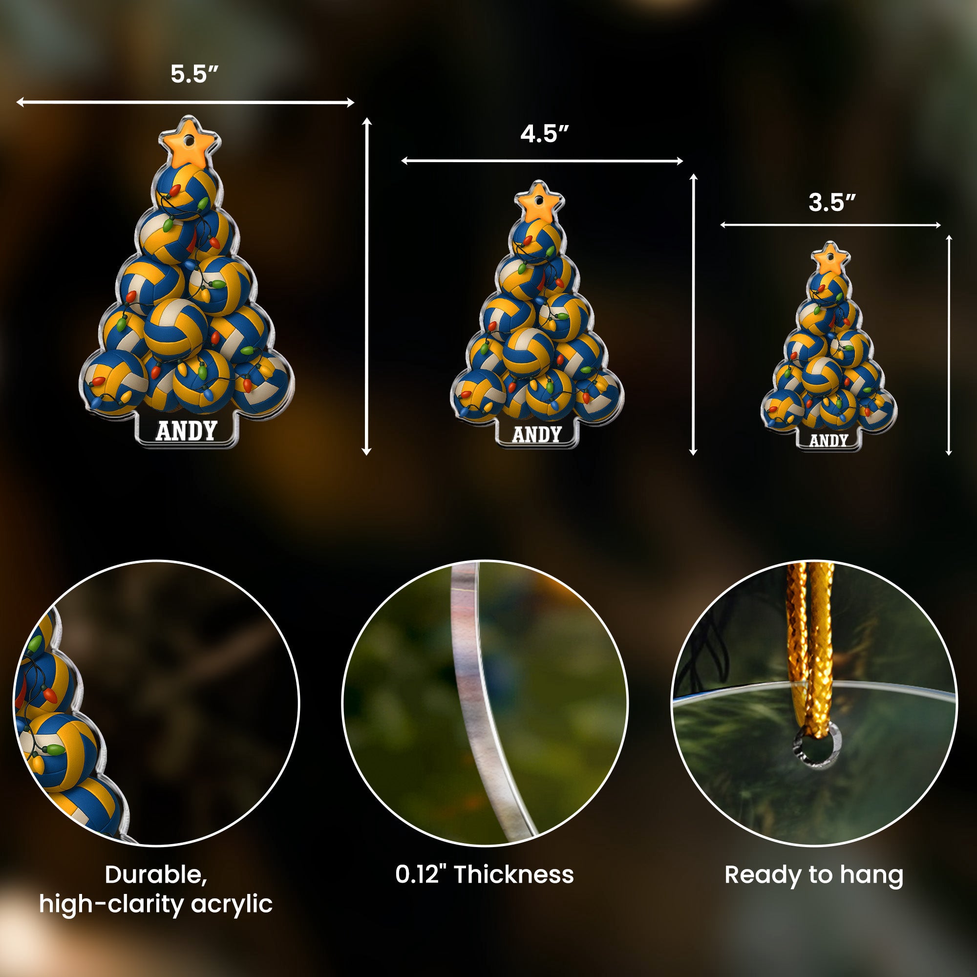 Volleyball Christmas Tree - Personalized Acrylic Ornament